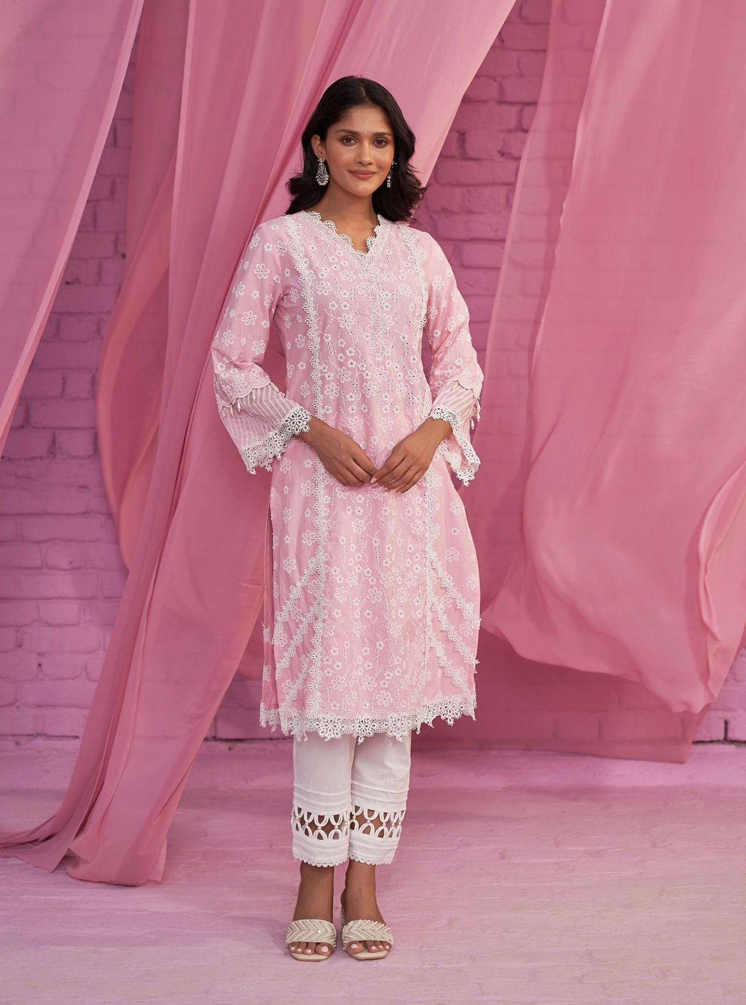 Mulmul Cotton Adhira Pink Kurta