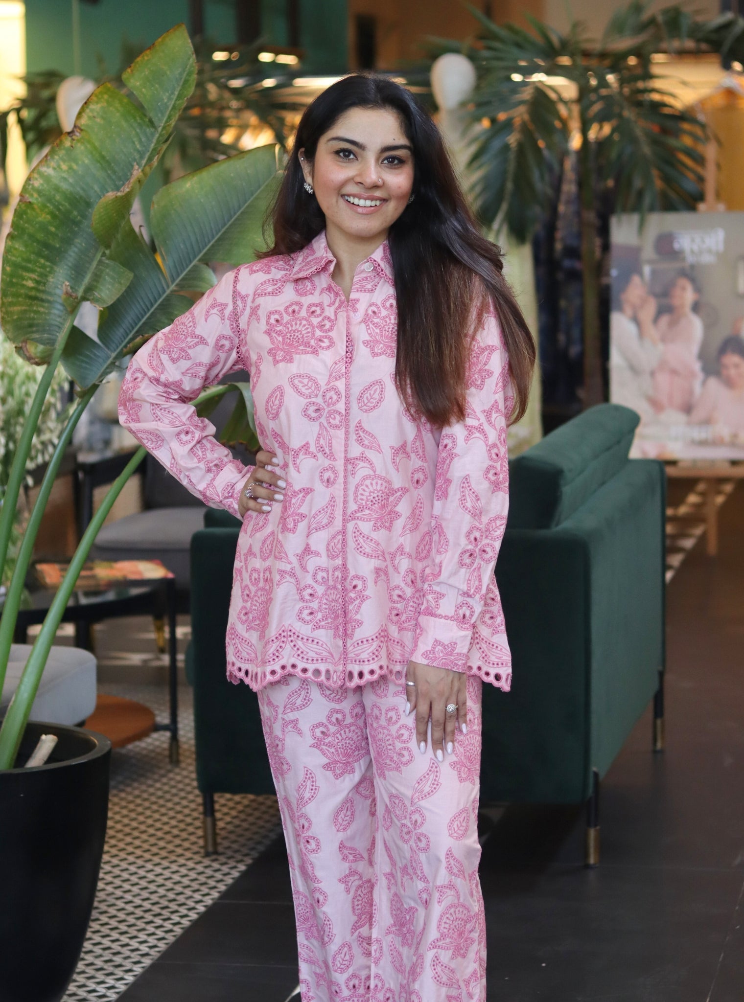 Mulmul Cotton Sasha Light Pink Shirt With Mulmul Cotton Sasha Light Pink Pant