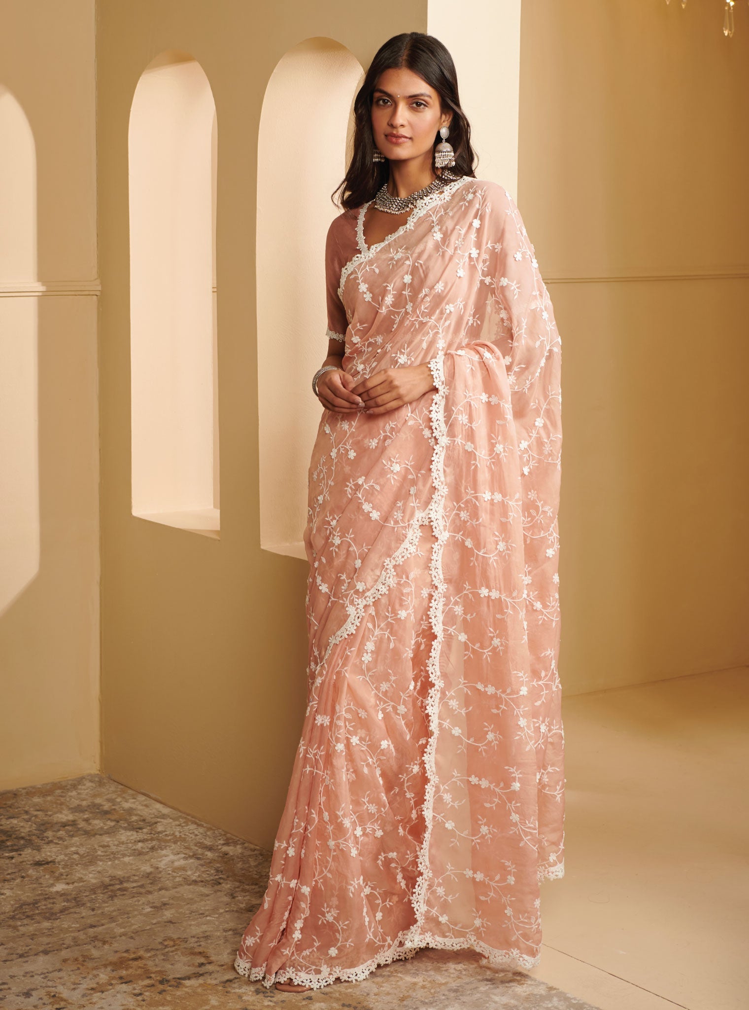 Mulmul Organza Satika Rose Saree