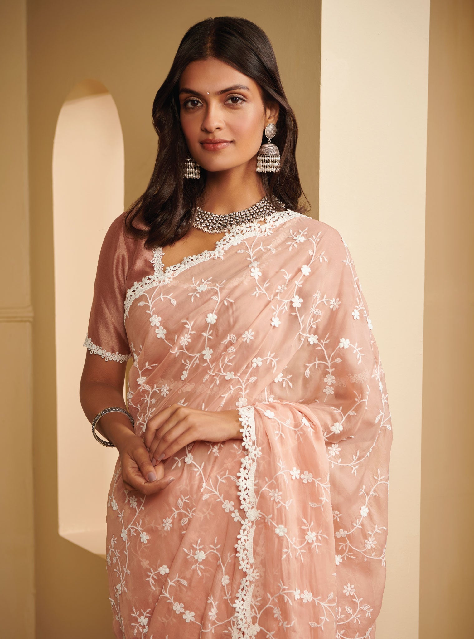 Mulmul Organza Satika Rose Saree