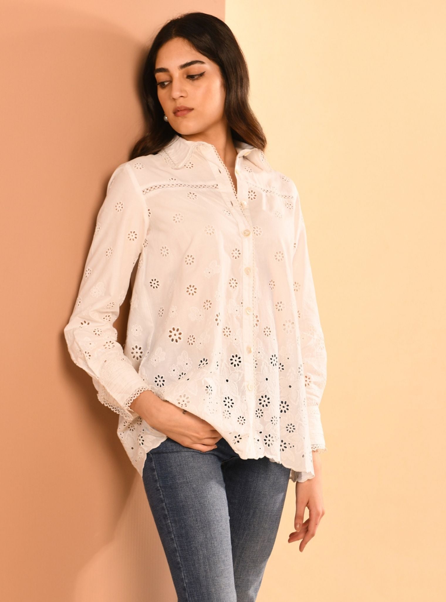 Mulmul Iconic Cotton Bea White Shirt