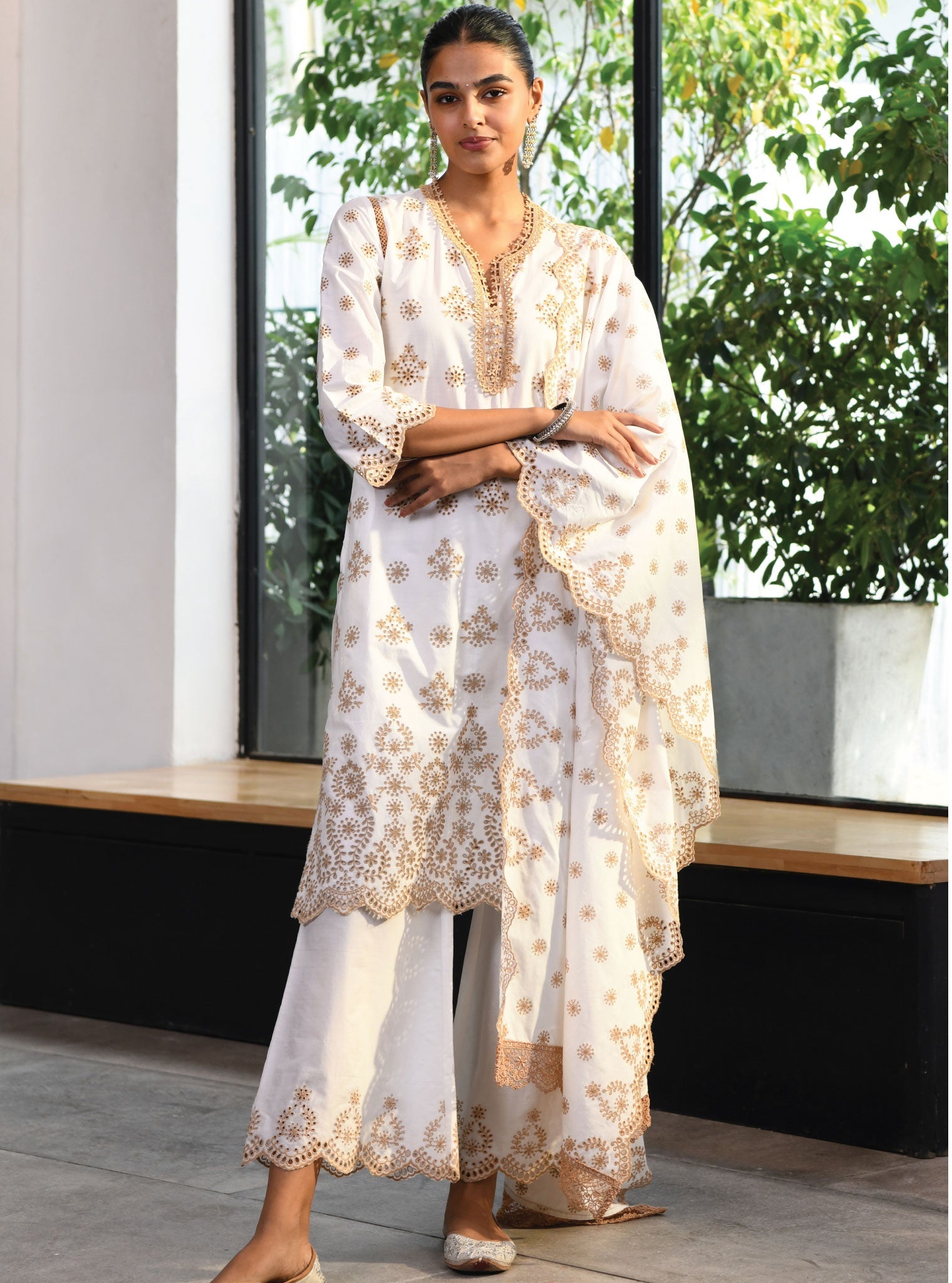 Mulmul Cotton Wells White Dupatta