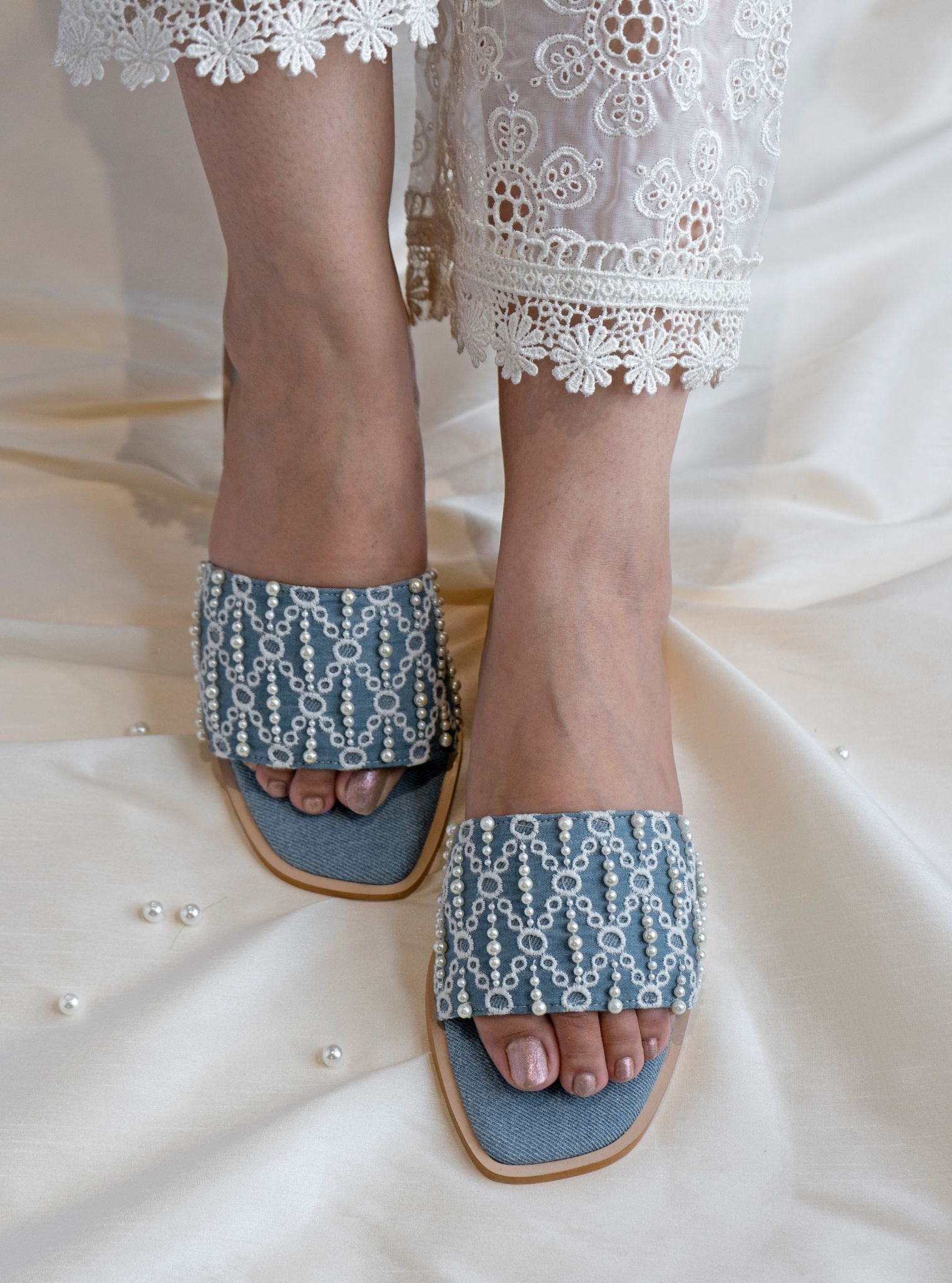 Mulmul Aura Denim Flat Sandal