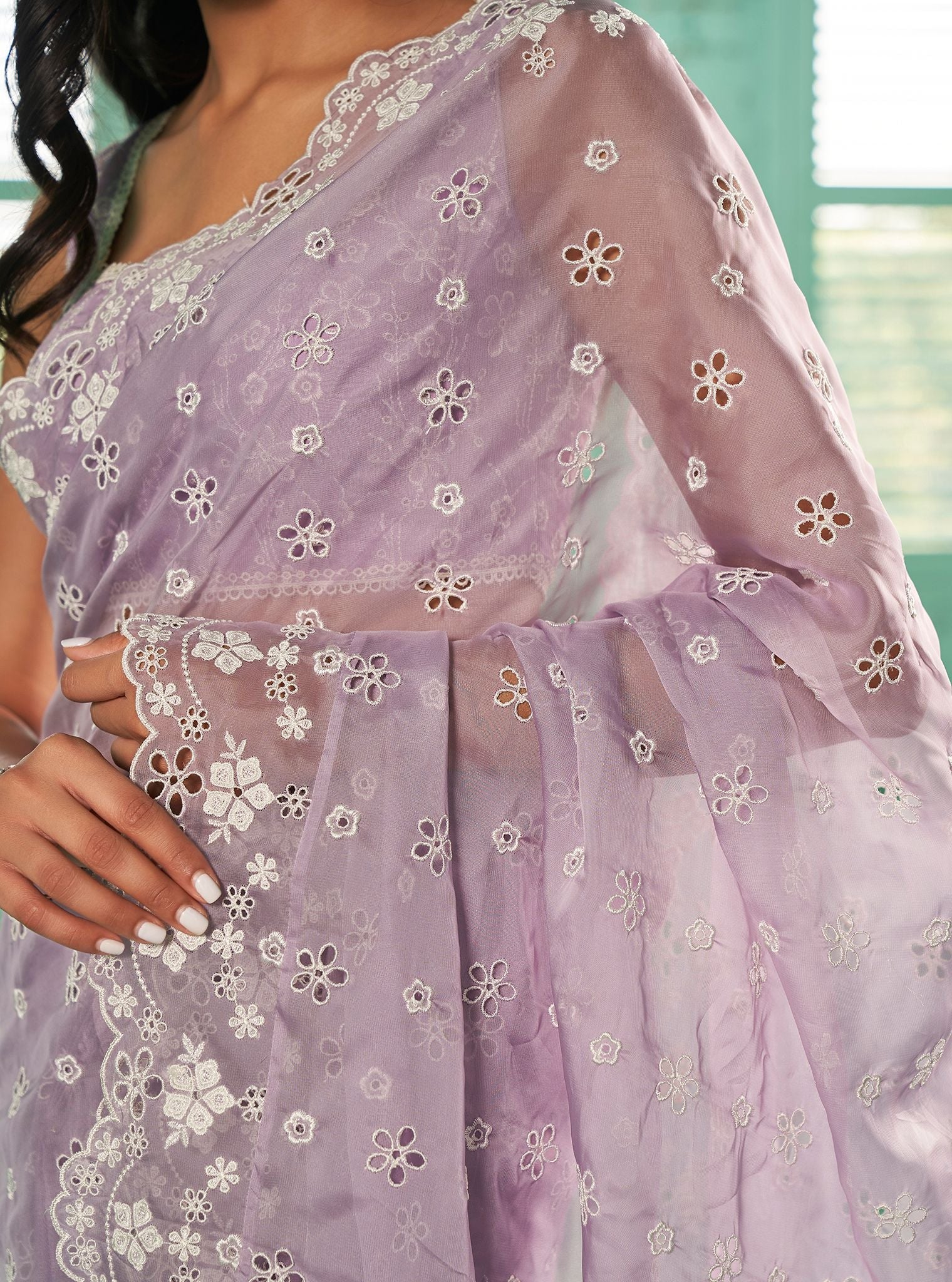 Mulmul Organza Leia Lavender Saree