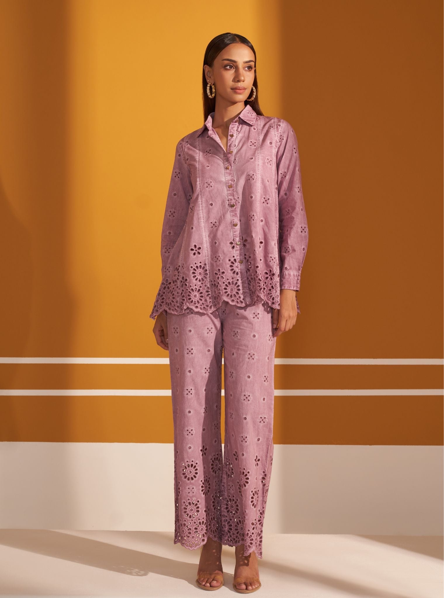 Mulmul Cotton Darcy Lilac Shirt with Mulmul Cotton Darcy Lilac Pant