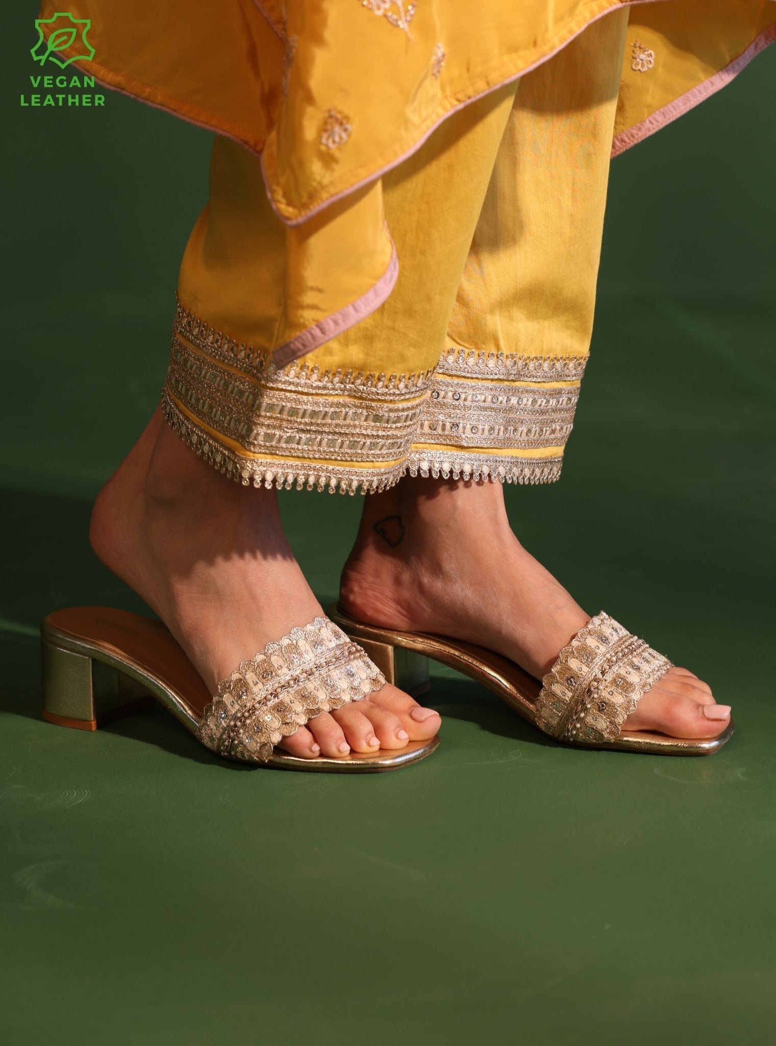 Mulmul Shrija Gold Vegan Heel