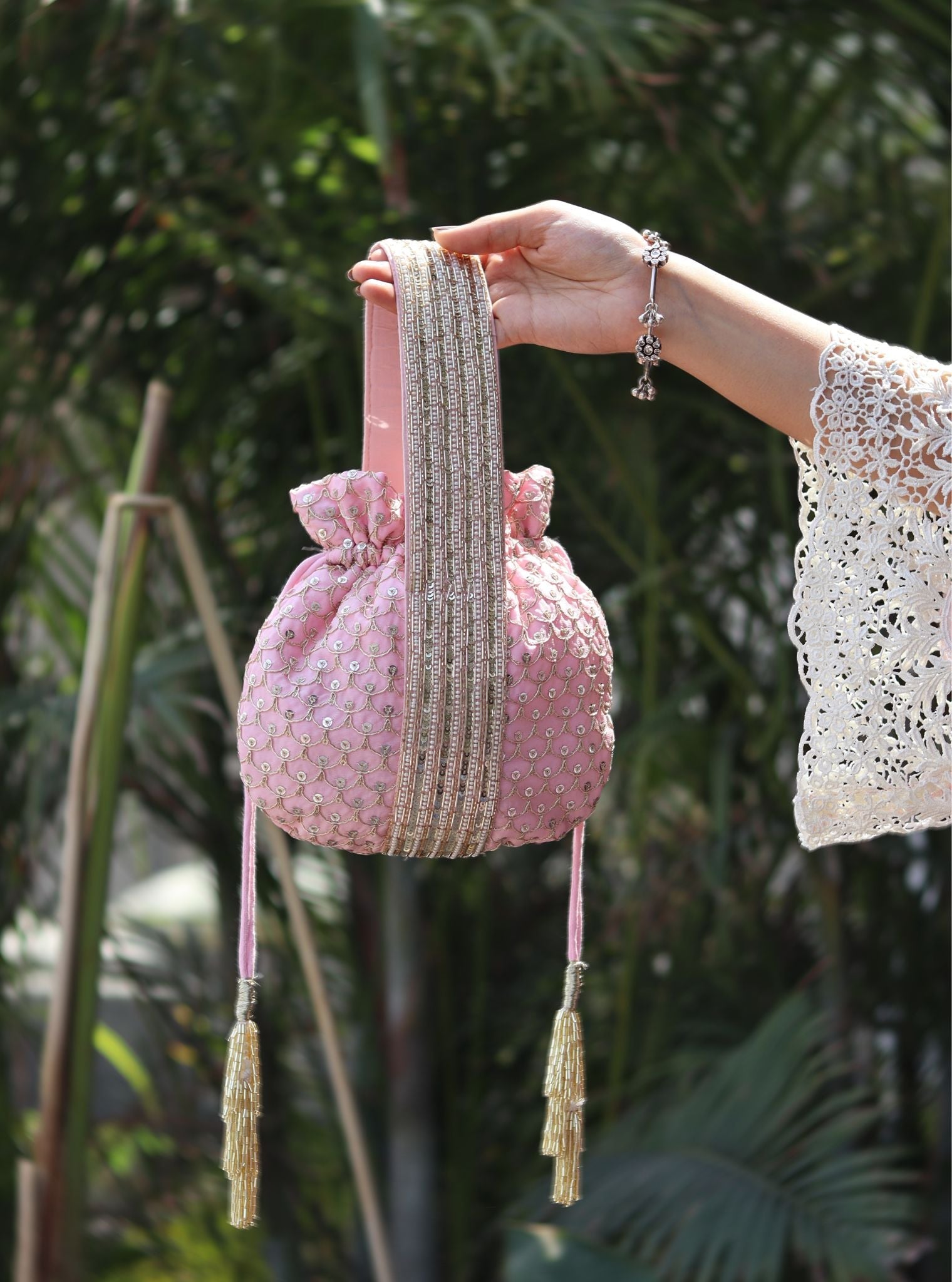 Mulmul Myra Pink Potli Bag