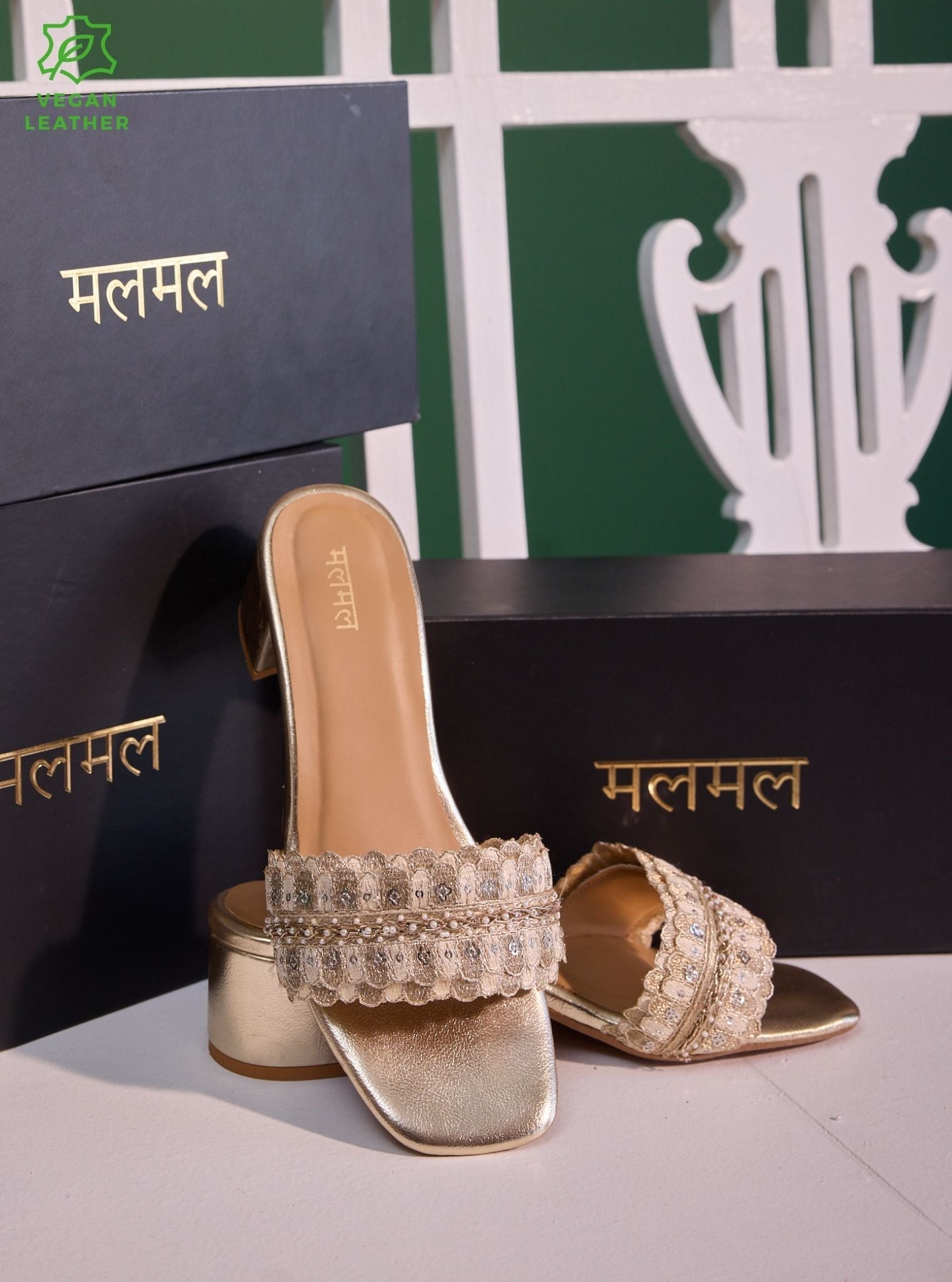 Mulmul Shrija Gold Vegan Heel