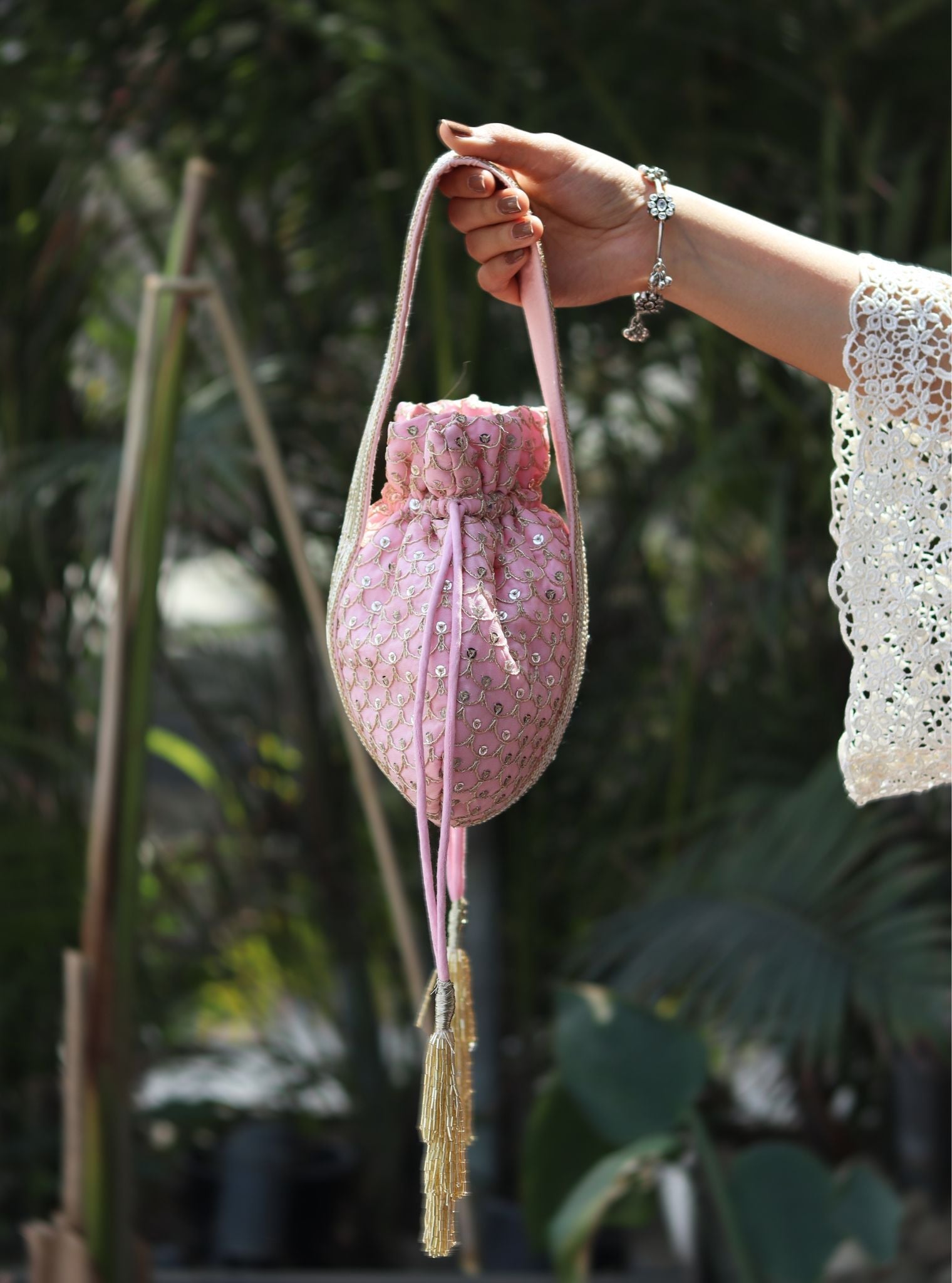 Mulmul Myra Pink Potli Bag