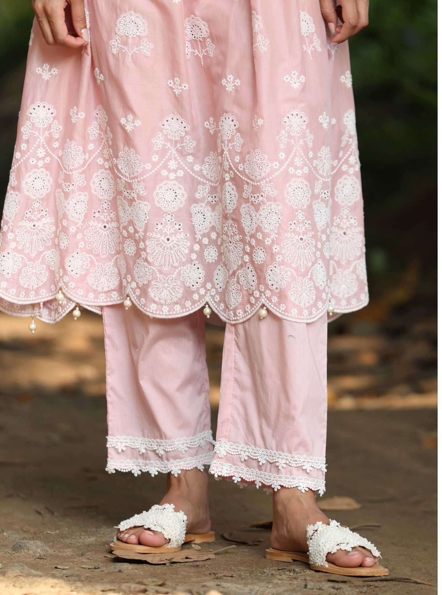 Mulmul Cotton Nilan Light Pink Kurta With Mulmul Cotton Nilan Light Pink Pant