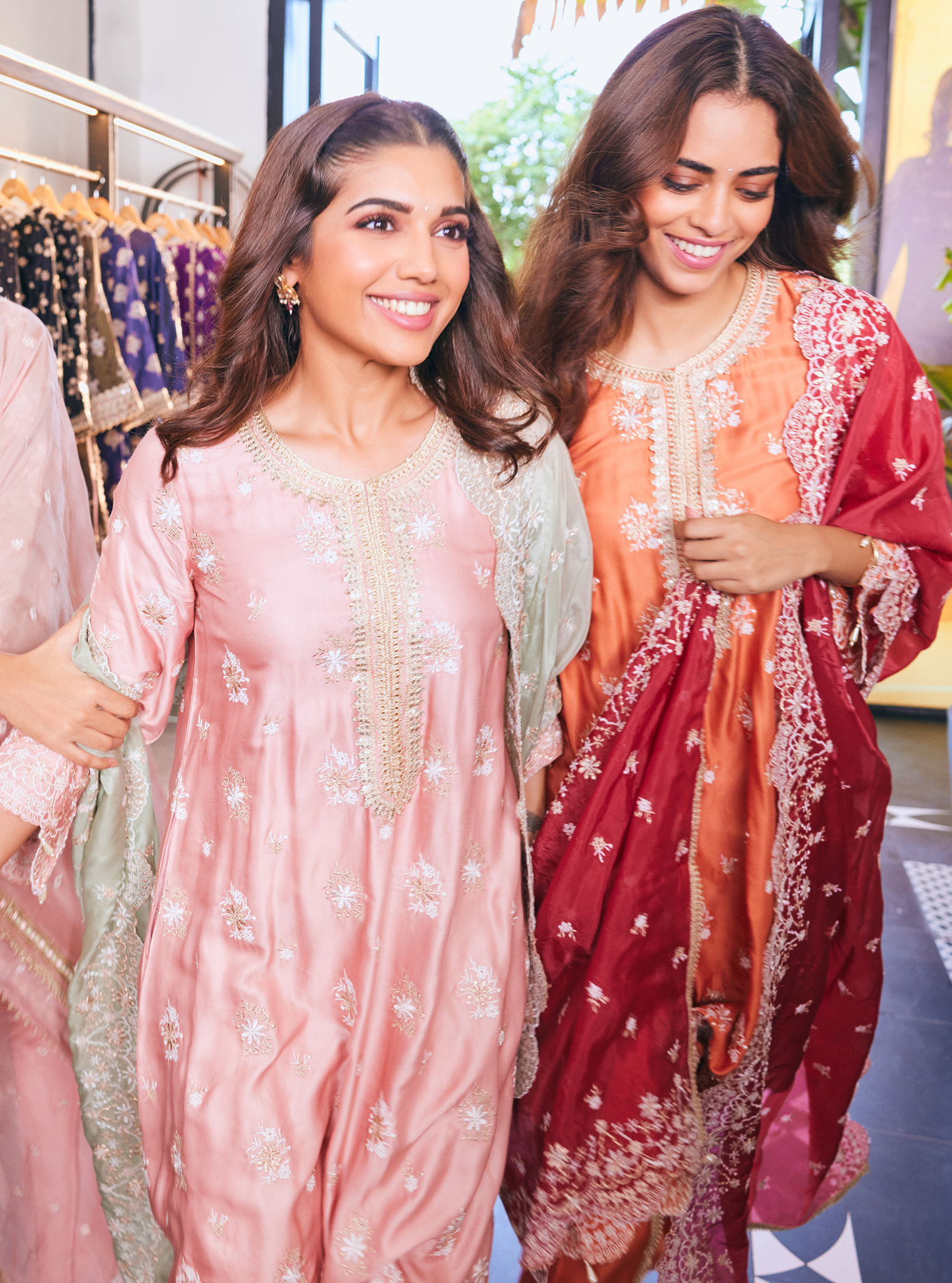 Mulmul Bemberg Satin Kangna Pink Kurta With Mulmul Bemberg Satin Kangna Pink Pant