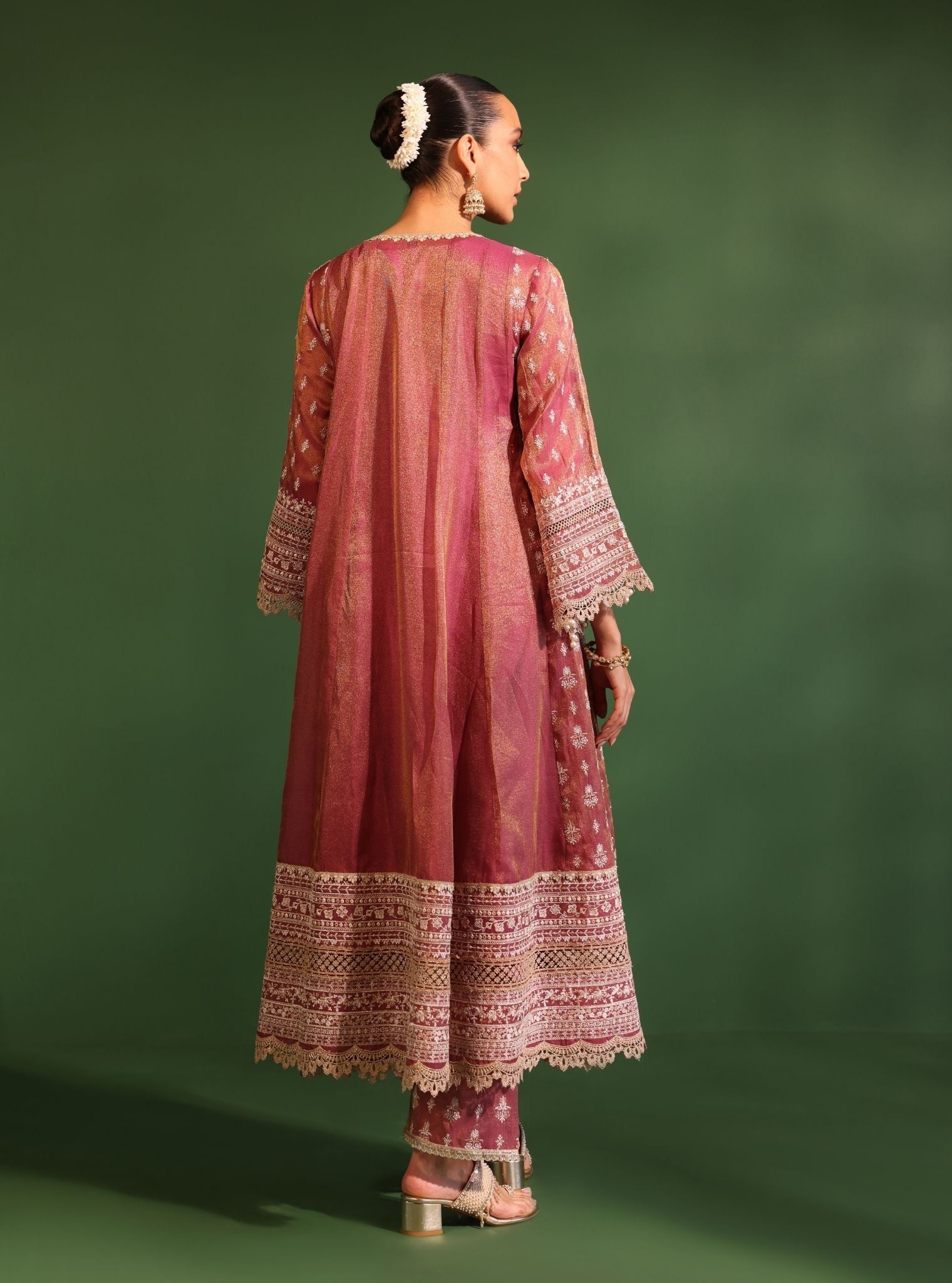 Mulmul Luxe Organza Jalwa Plum Anarkali Kurta With Mulmul Luxe Organza Jalwa Plum Anarkali Kurta