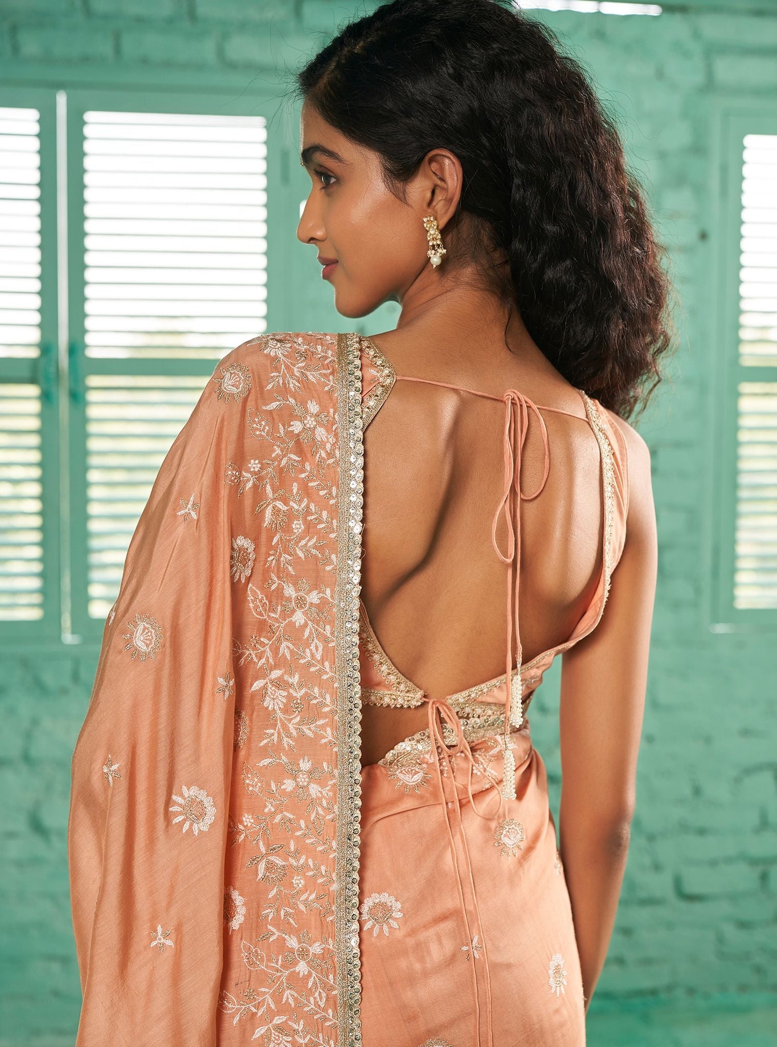 Mulmul Silk Dara Peach Saree