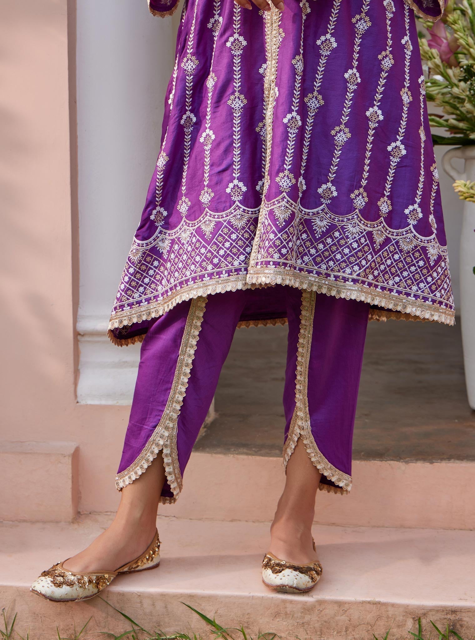 Mulmul Pima Suvasi Purple Kurta with Mulmul Pima Suvasi Purple Pant