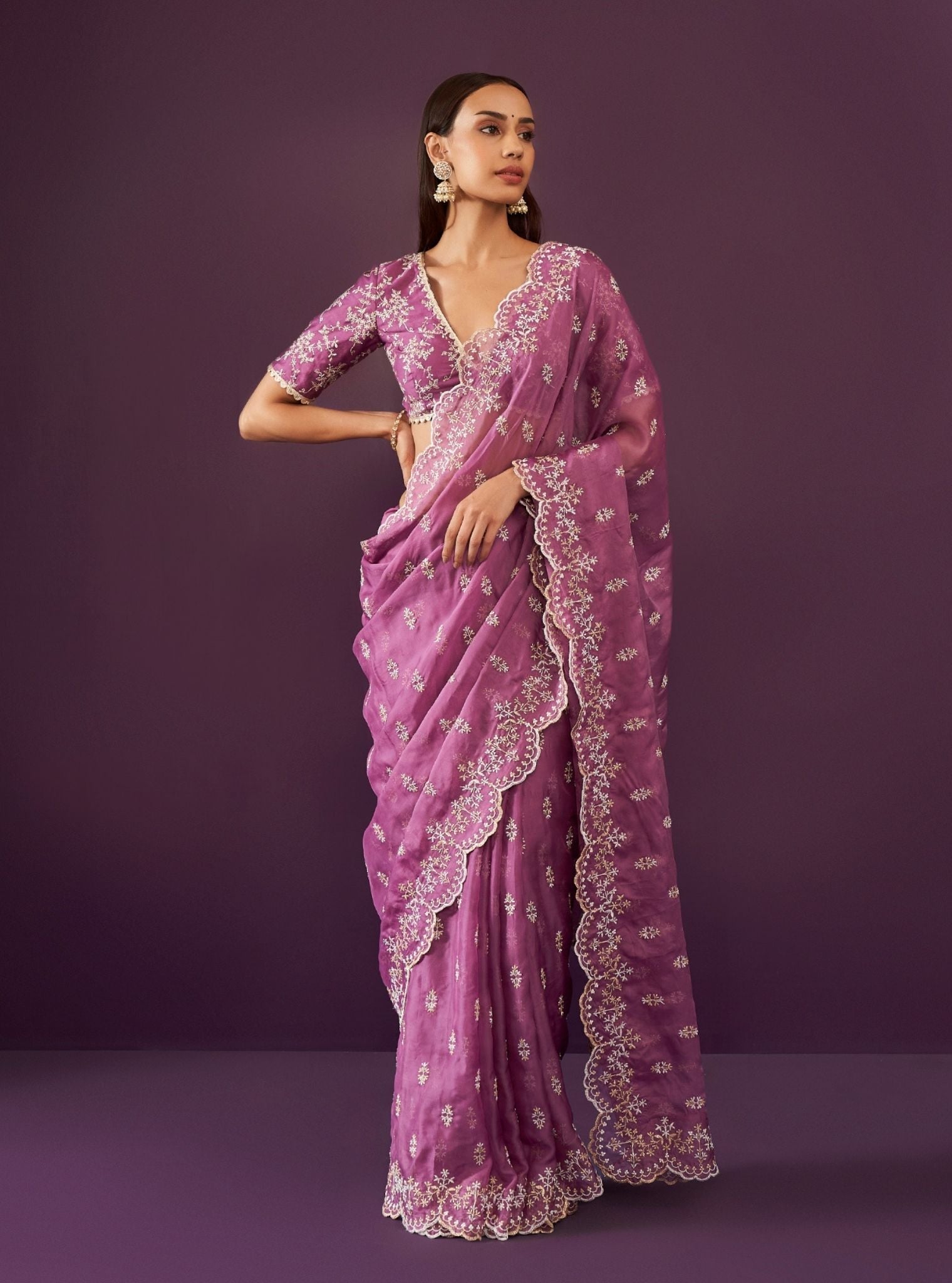 Mulmul Organza Kamlai Grape Saree