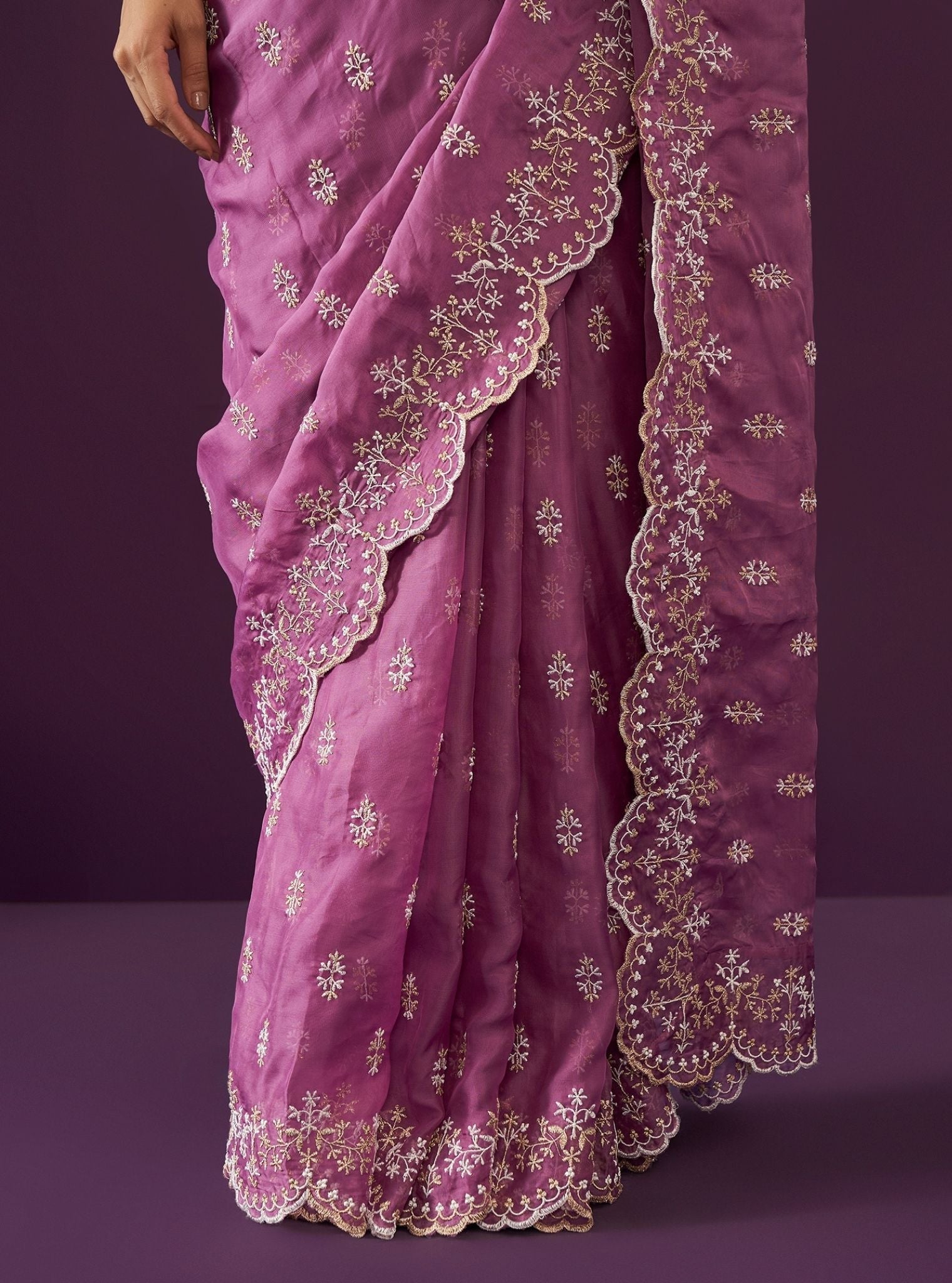 Mulmul Organza Kamlai Grape Saree