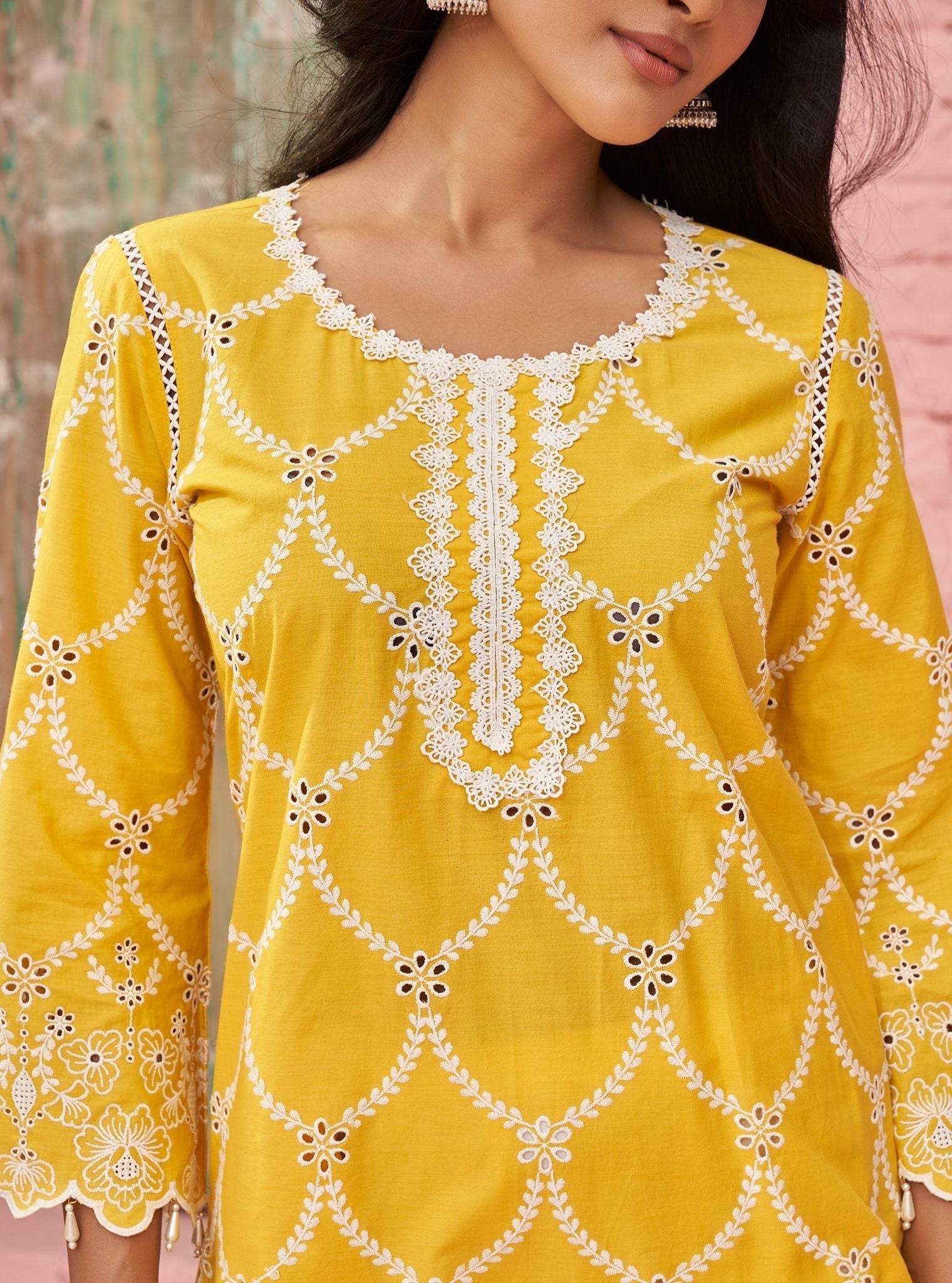 Mulmul Cotton Aashay Yellow Kurta