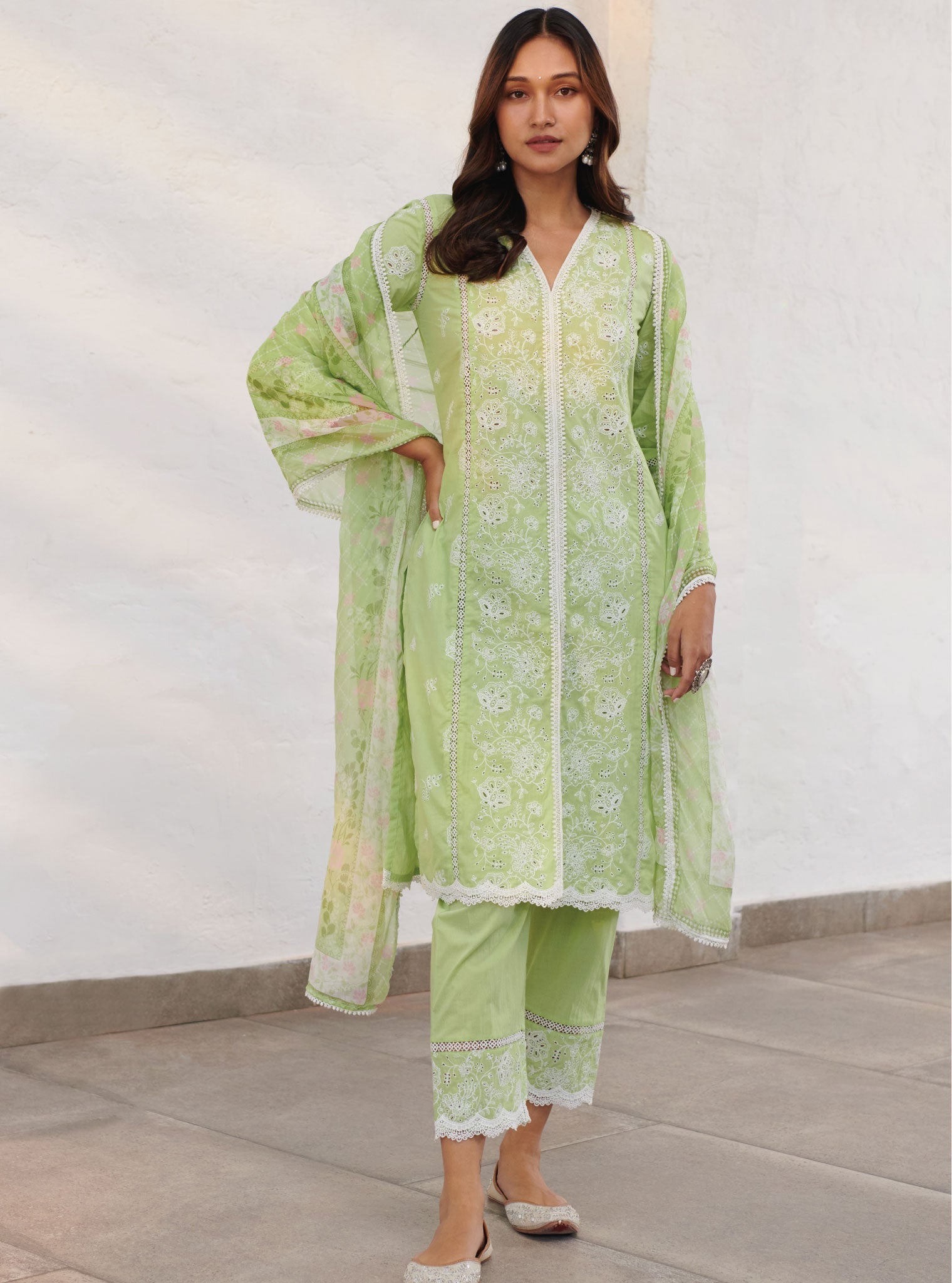 Mulmul Cotton Chester Green Kurta With Chester Green Pant