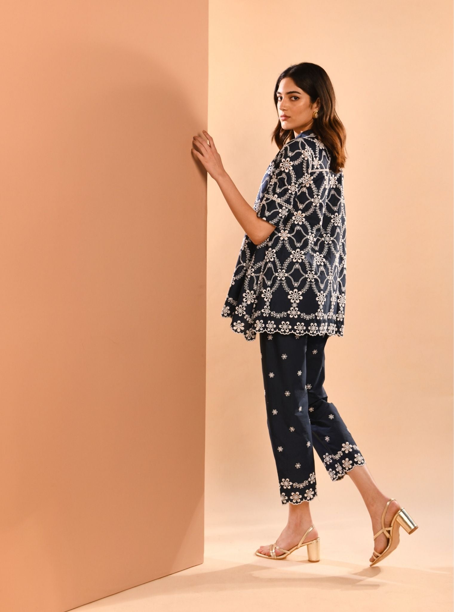 Mulmul Cotton Prue Navy Shirt With Mulmul Cotton Prue Navy Pant