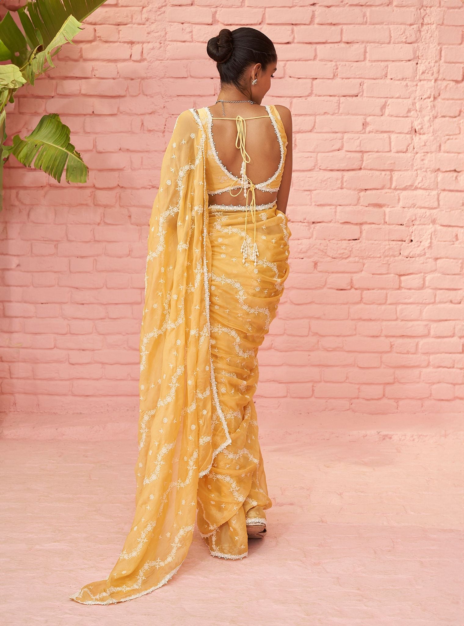 Mulmul Organza Kolli Yellow Saree