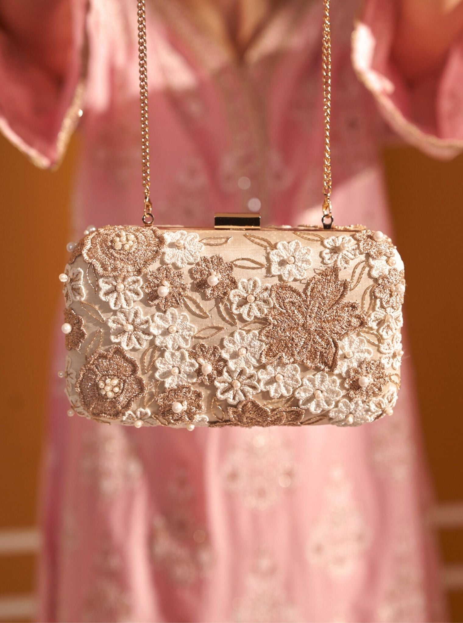 Mulmul Ira Gold Clutch Bag