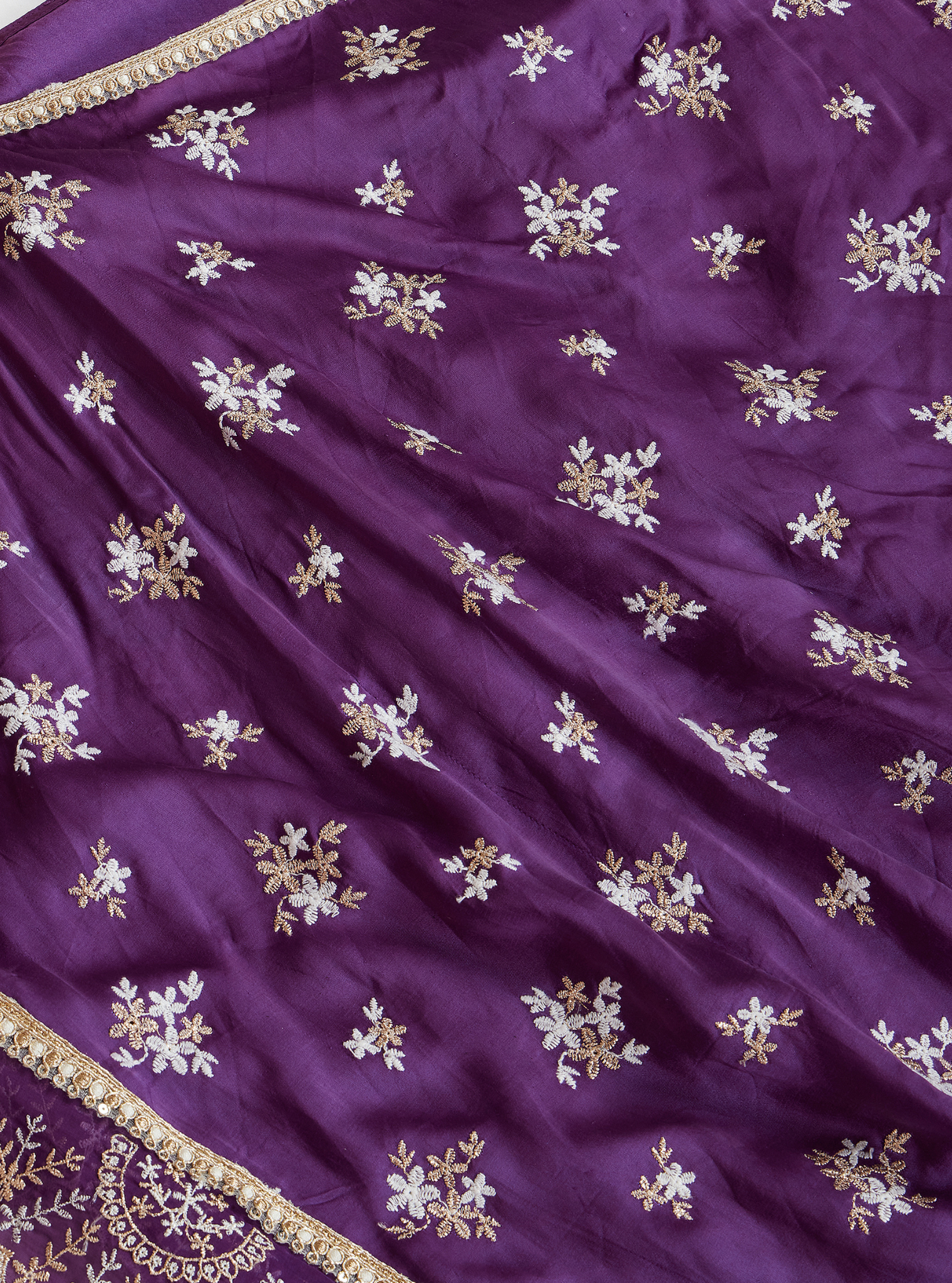 Mulmul Cupro Kasuni Purple Kaftan with Mulmul Cupro Kasuni Dhoti Purple Pant