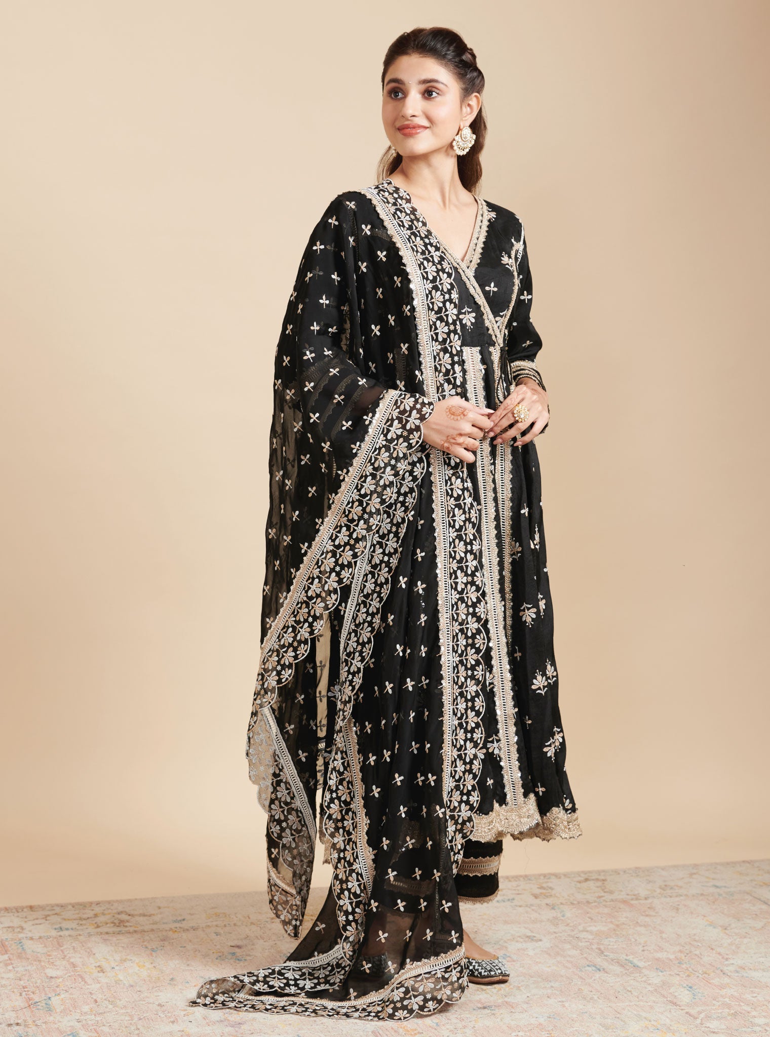 Mulmul Khanak Black Dupatta