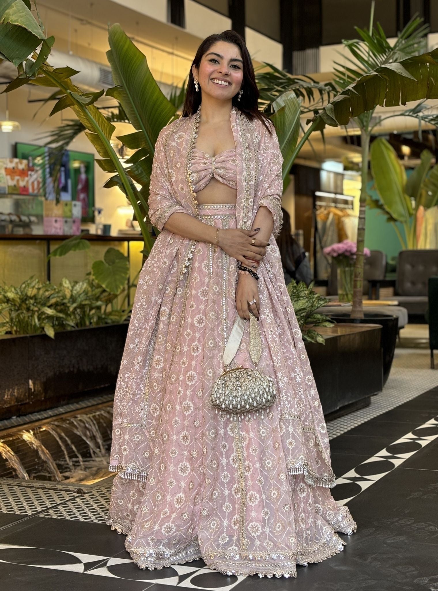 Mulmul Organza Antona Pink Lehenga