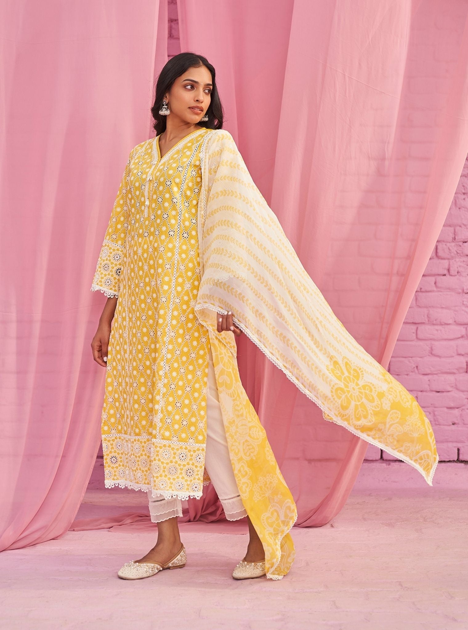 Mulmul Cotton Asti Yellow Kurta