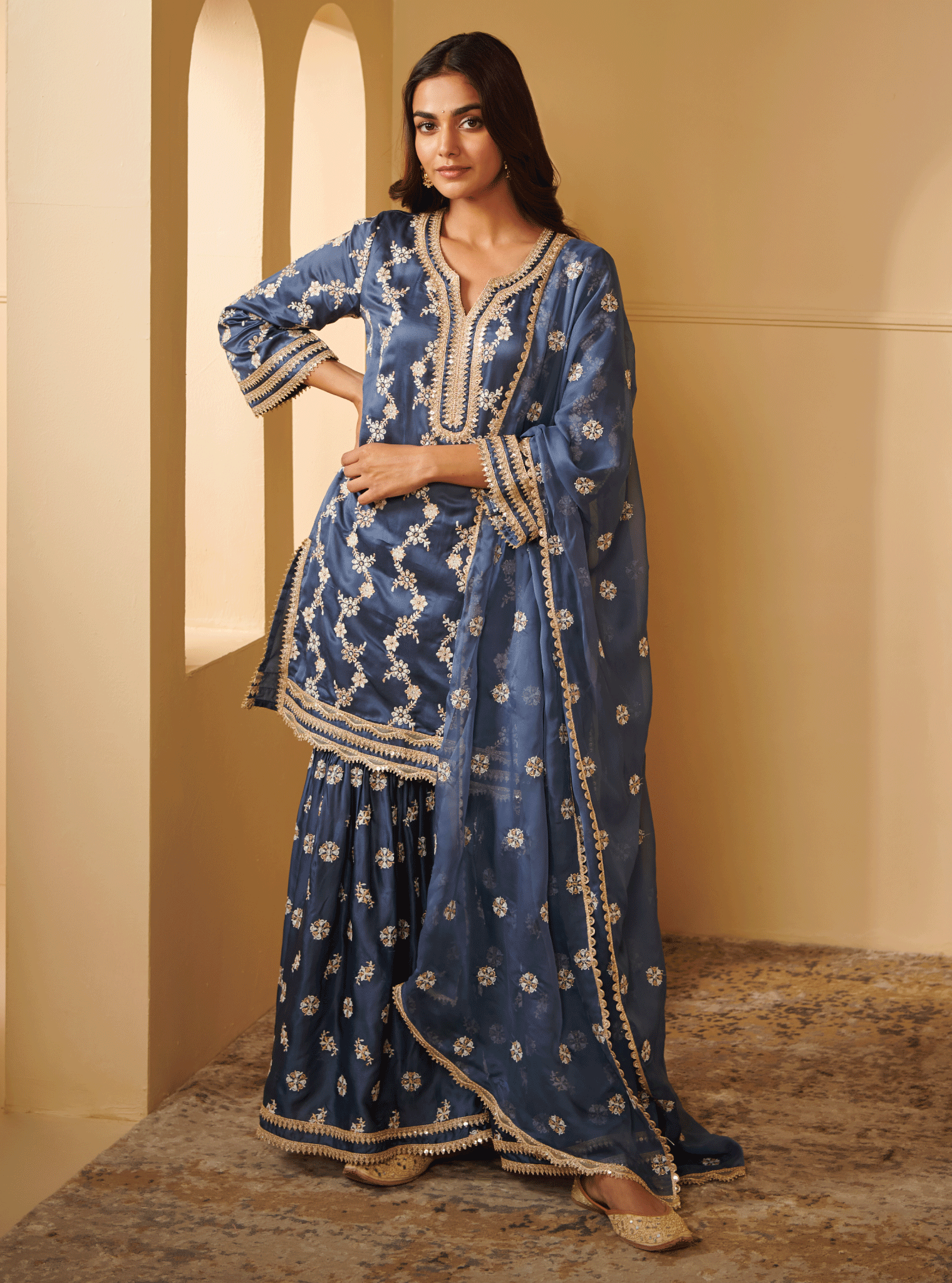 Mulmul Navata Blue dupatta