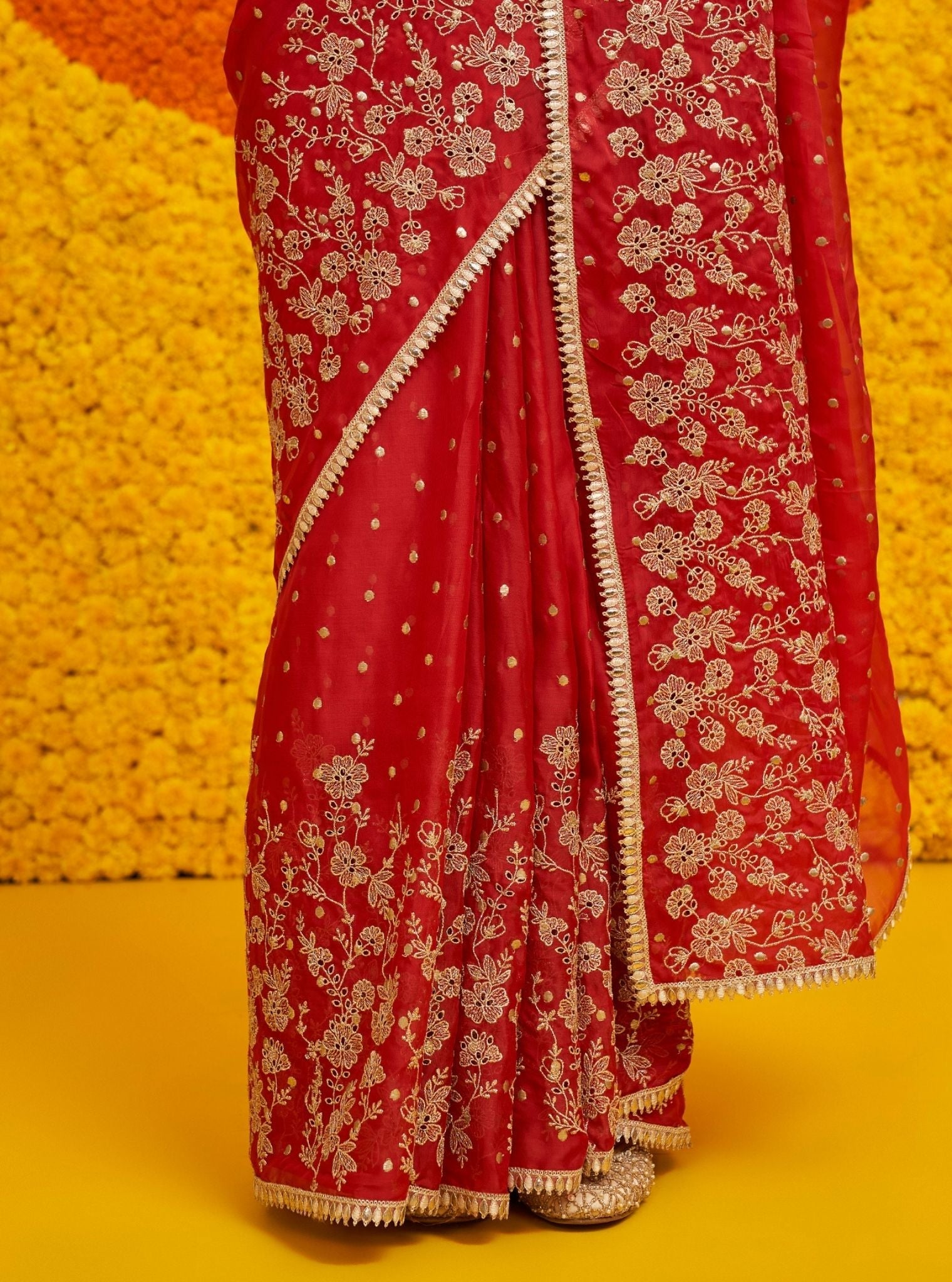 Mulmul Organza Jigar Red Saree