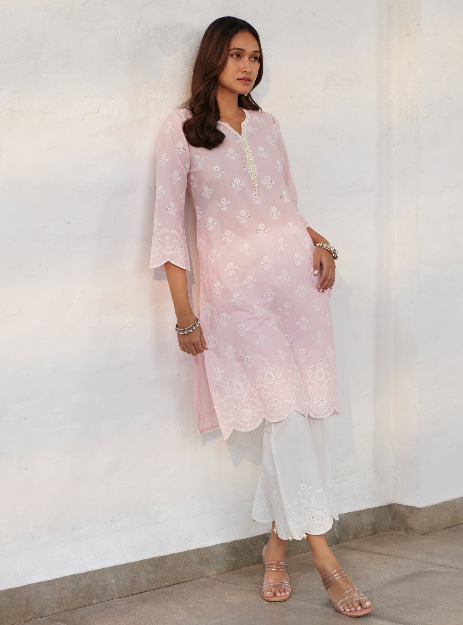 Mulmul Cotton Arpora Pink kurta