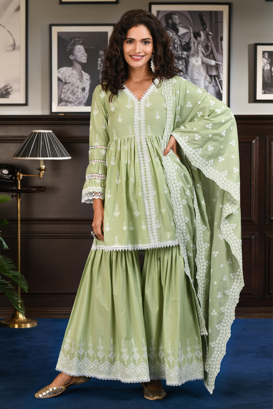 Mulmul Cotton ALAIA Kurta With ALAIA GARARA