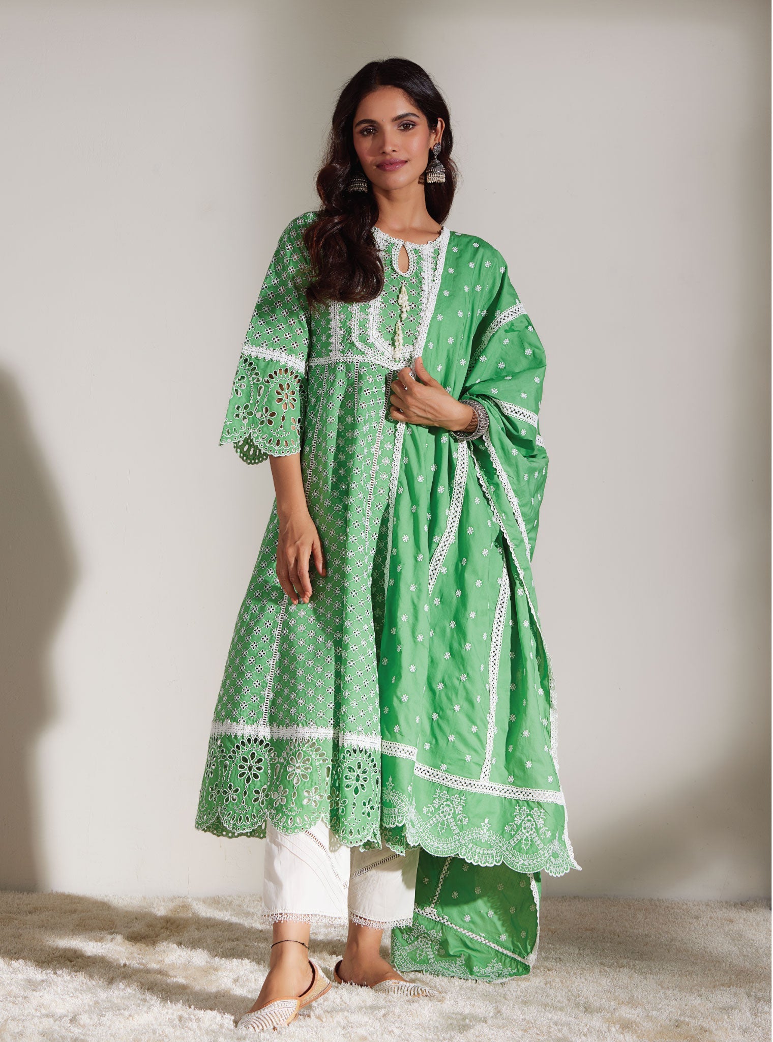 Mulmul Delia Green Dupatta