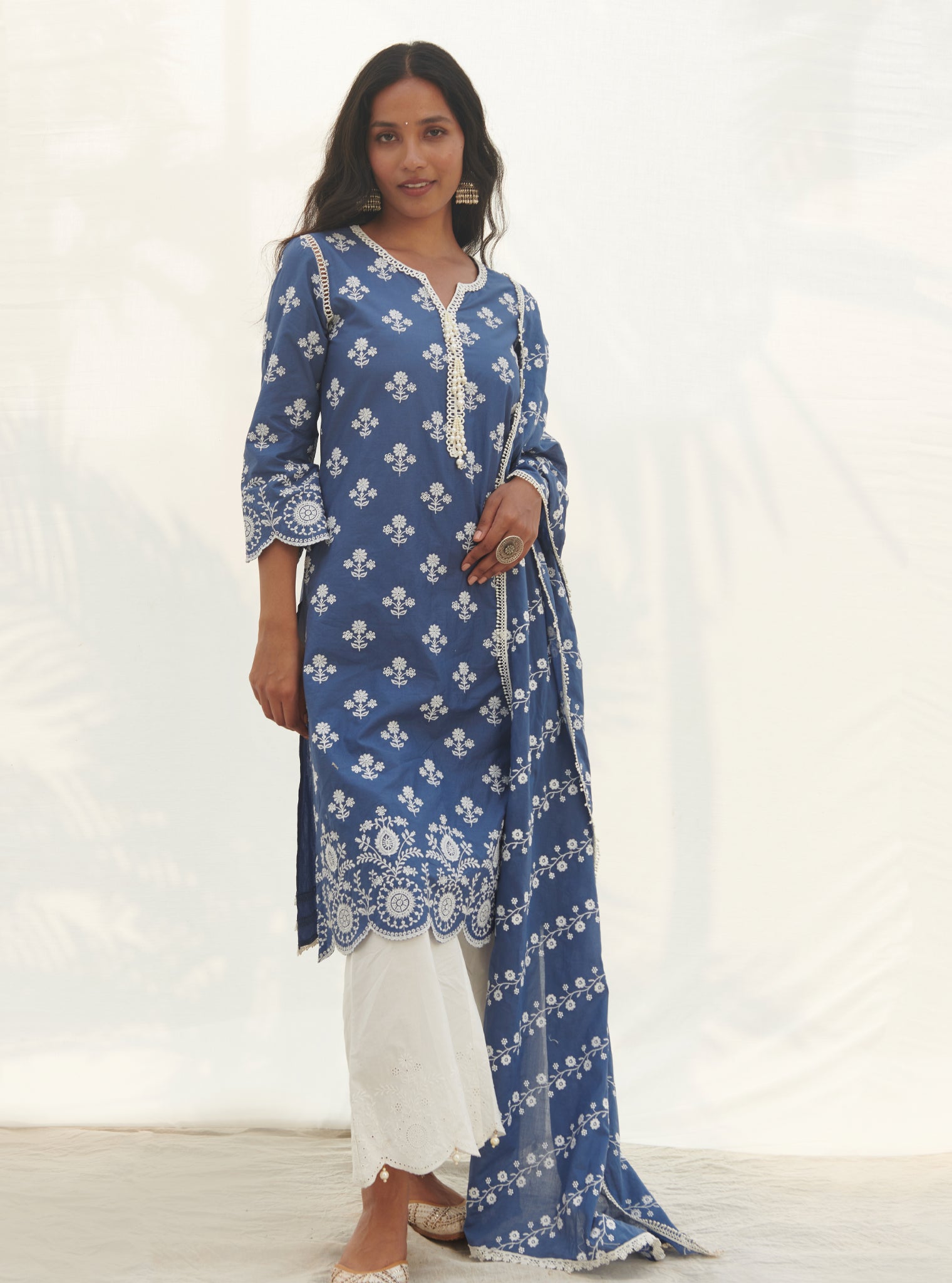 Mulmul Cotton Arpora Navy kurta