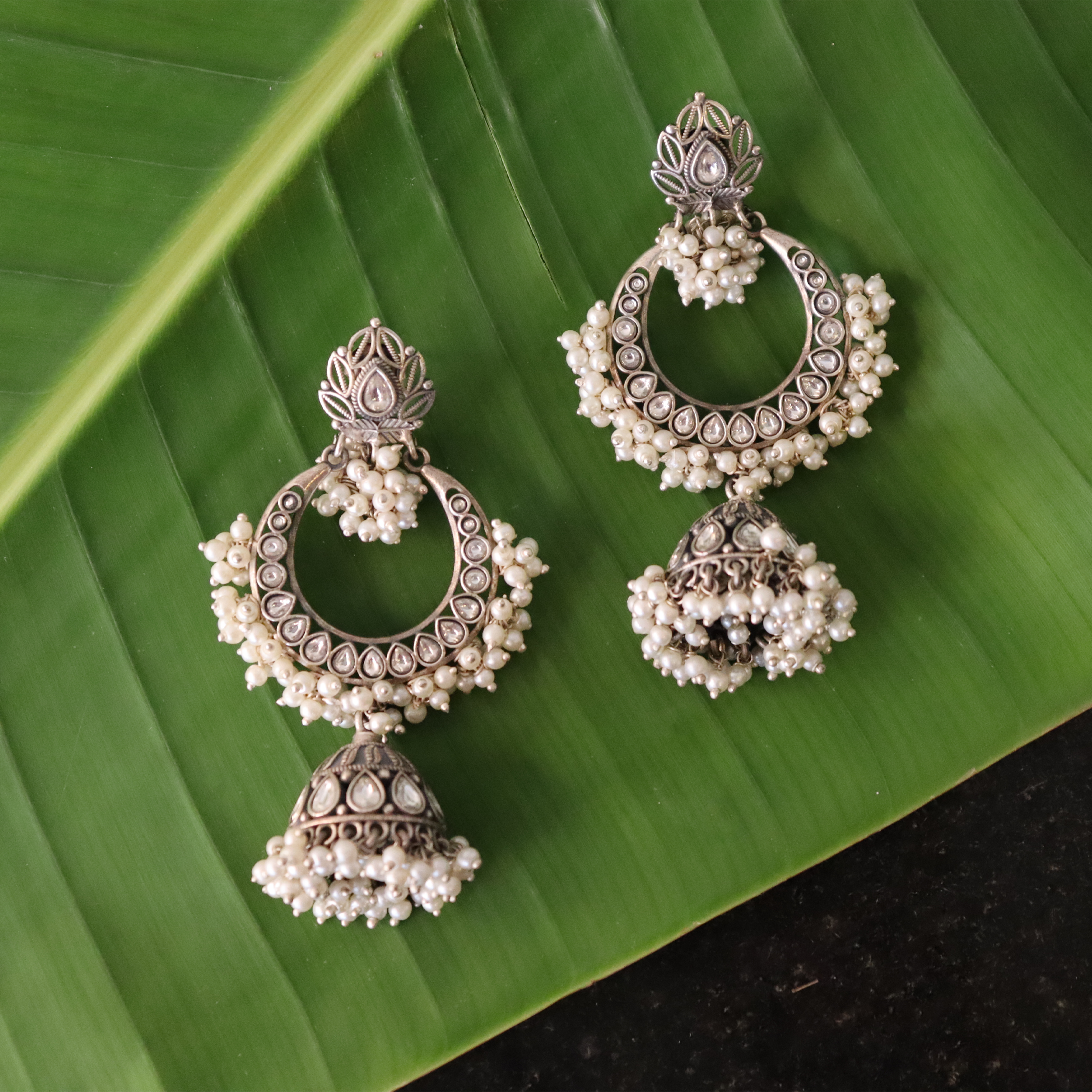 Crystal Pearl Chandbali