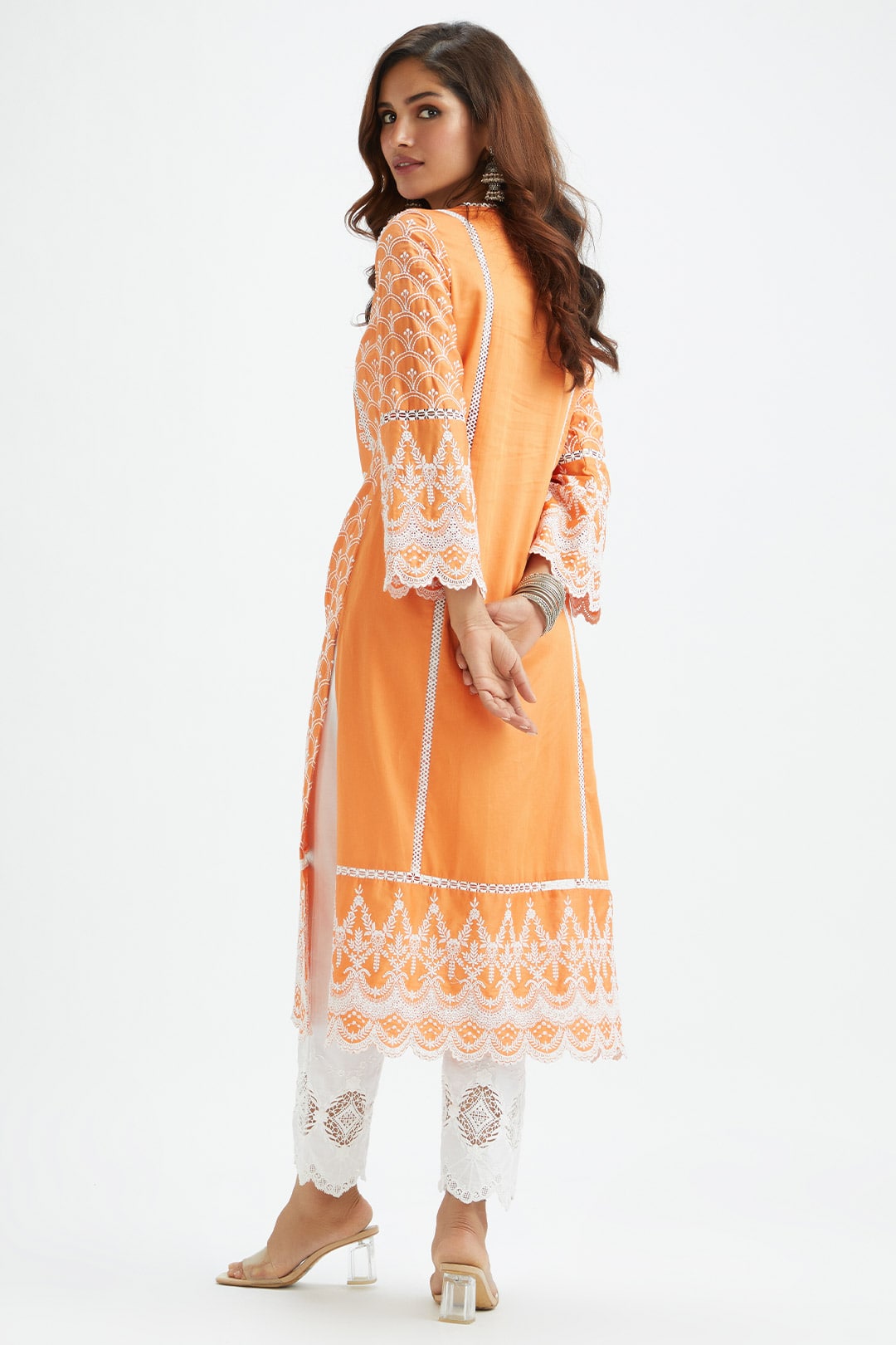 Mulmul Supima satin Blair Kurta With Applique Embroidered Pant