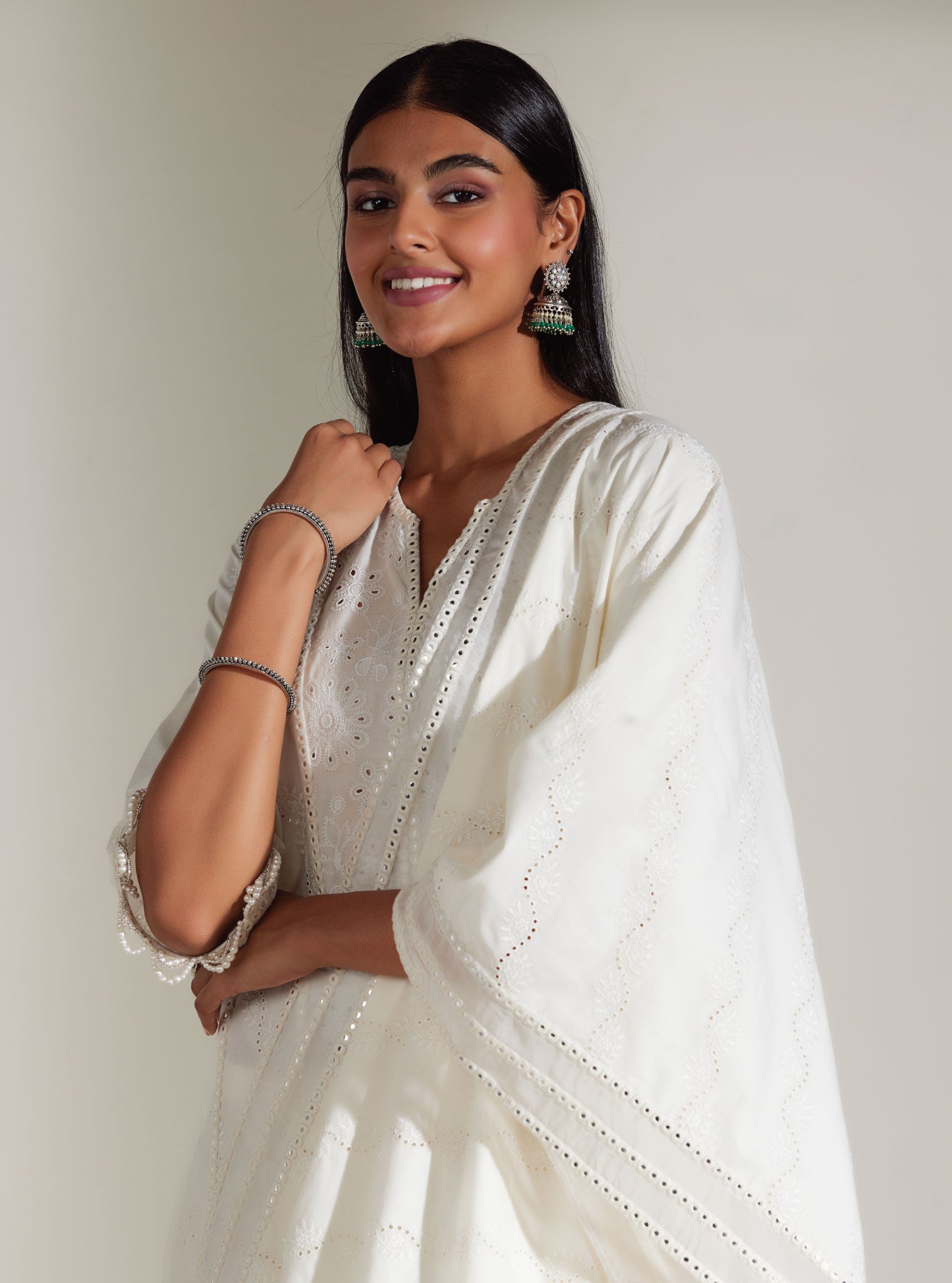 Mulmul Cotton Cara White Kurta