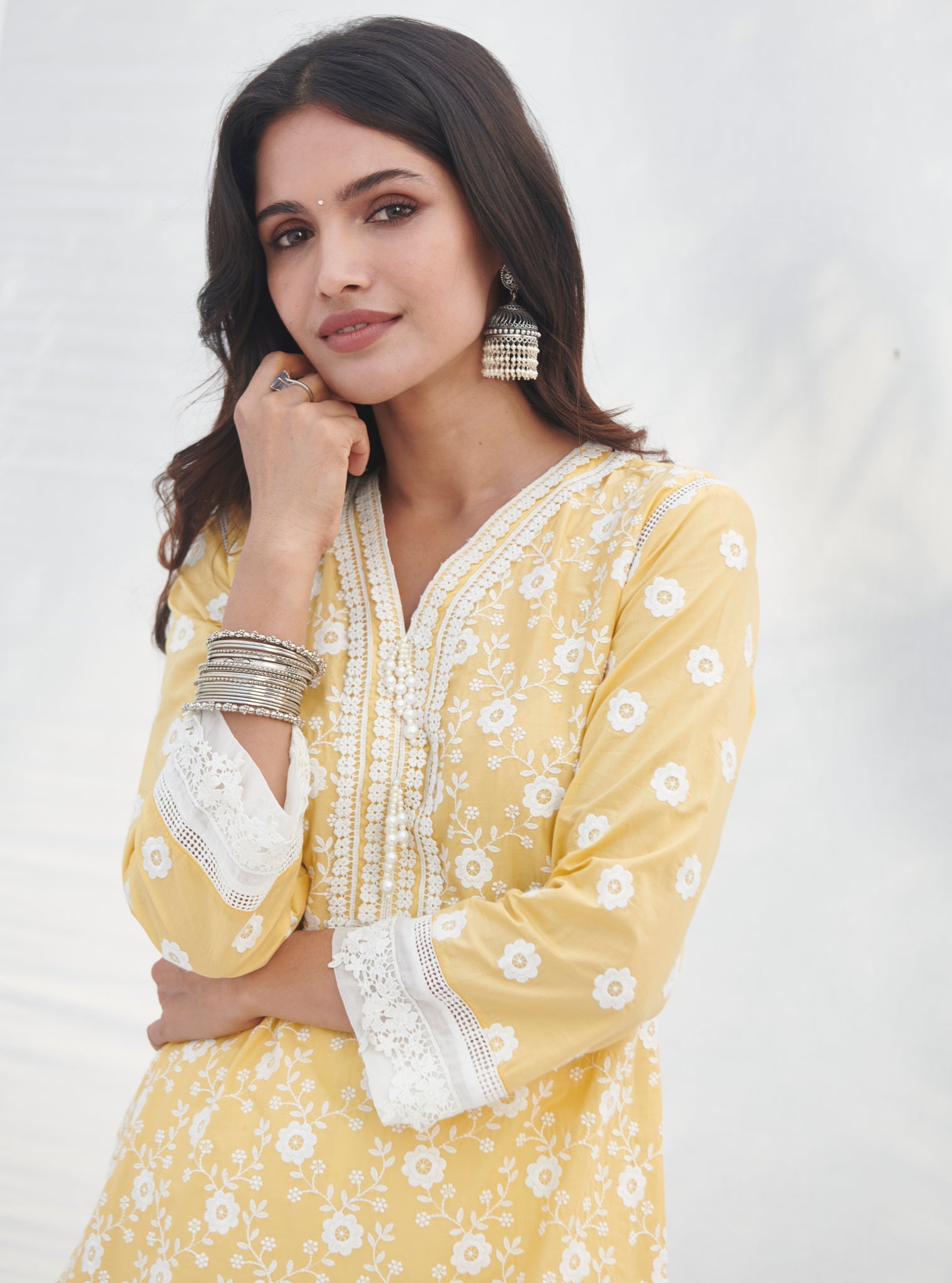 Mulmul Cotton Codli Yellow kurta