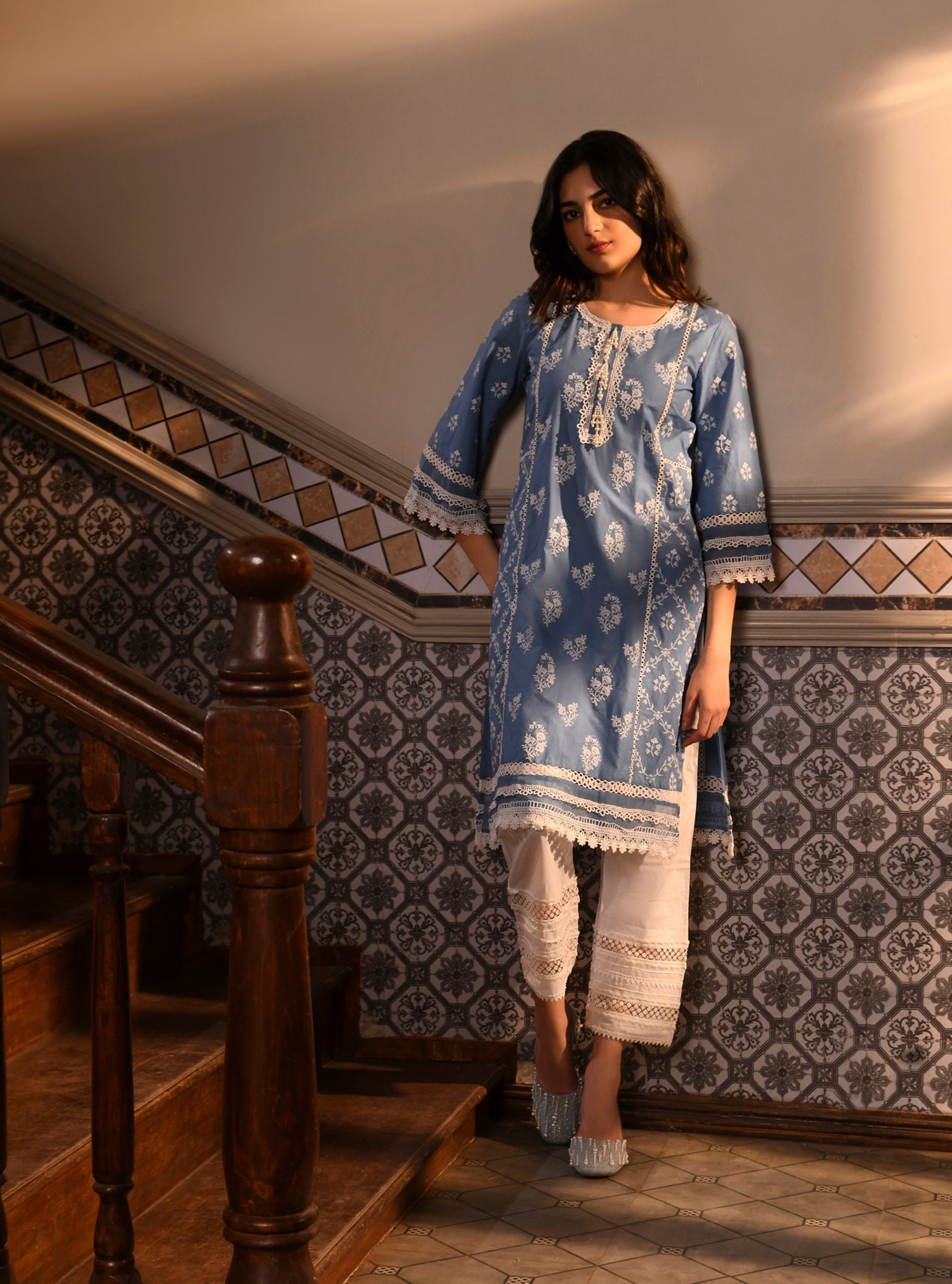 Mulmul Cotton Darya Denim Kurta