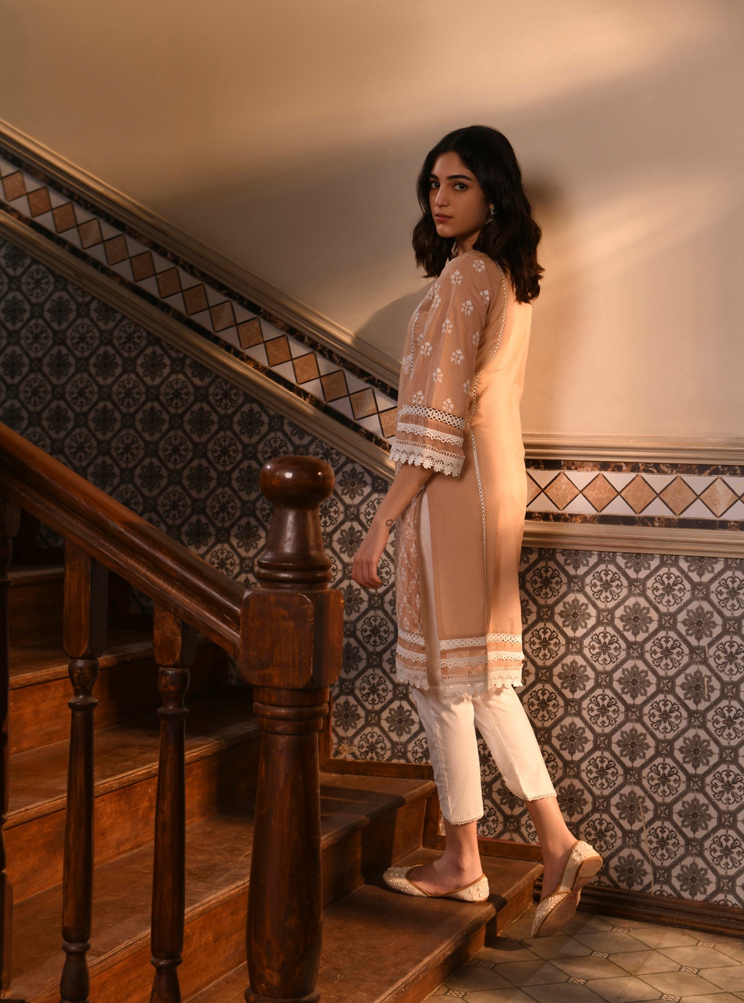 Mulmul Cotton Darya Beige Kurta