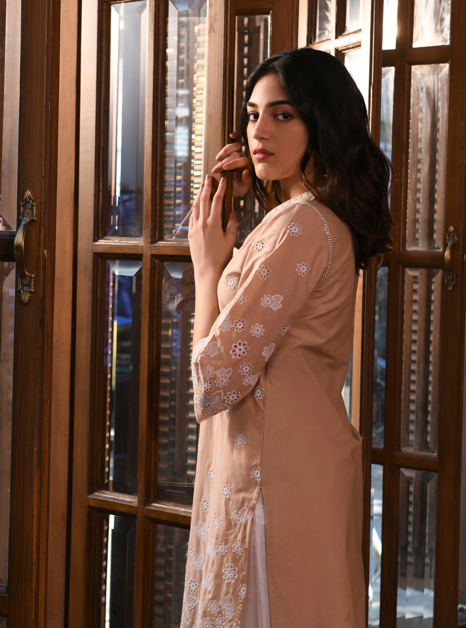 Mulmul Cotton Irsia Beige Kurta