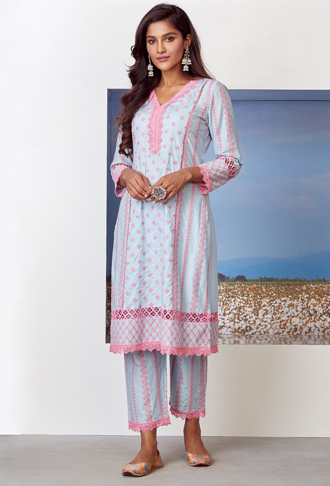 Mulmul Cotton Daydream Kurta With Daydream pyajama