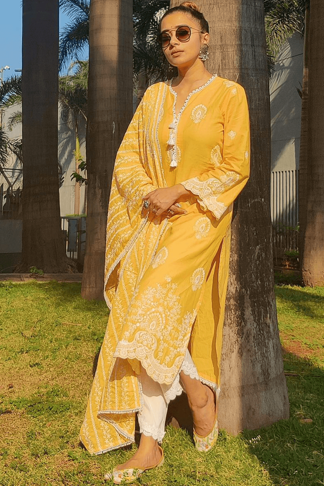 Mulmul Cotton Dreamscape Orange Kurta