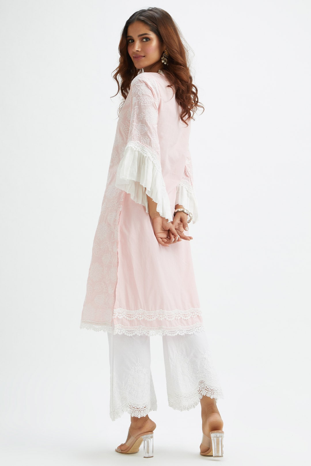 Mulmul Cotton Dunlin Pink Kurta