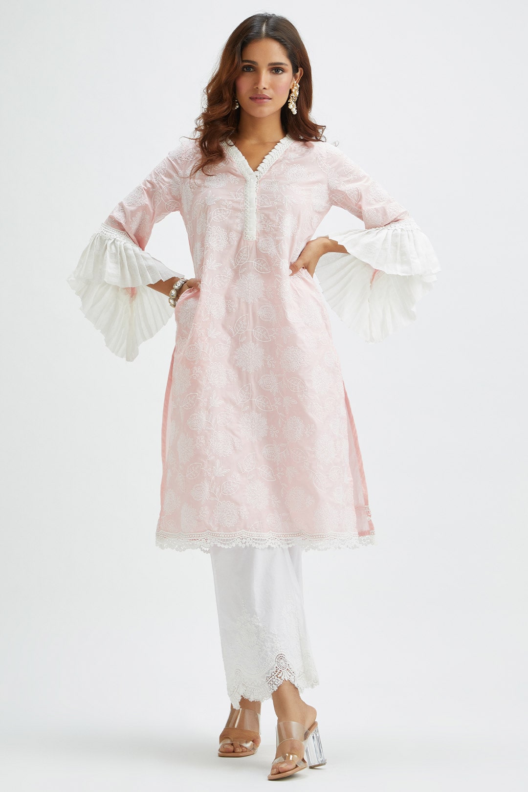 Mulmul Cotton Dunlin Pink Kurta