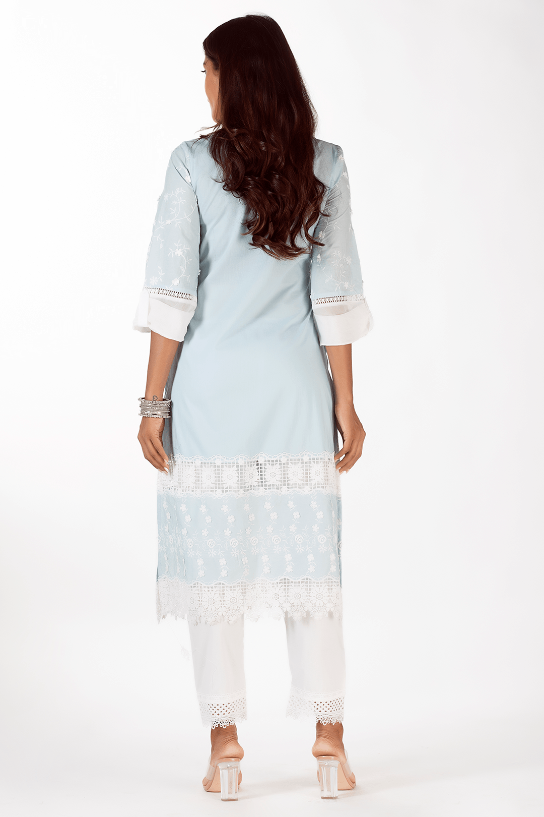 Mulmul Cotton Echo Light Blue Kurta