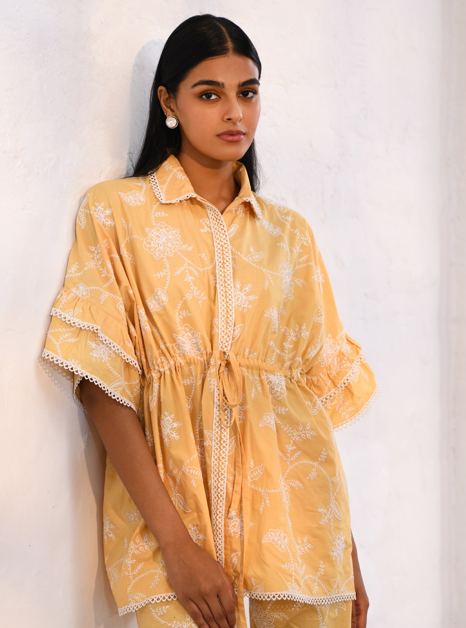 Mulmul Cotton Ely Yellow Top With Ely Yellow Pant