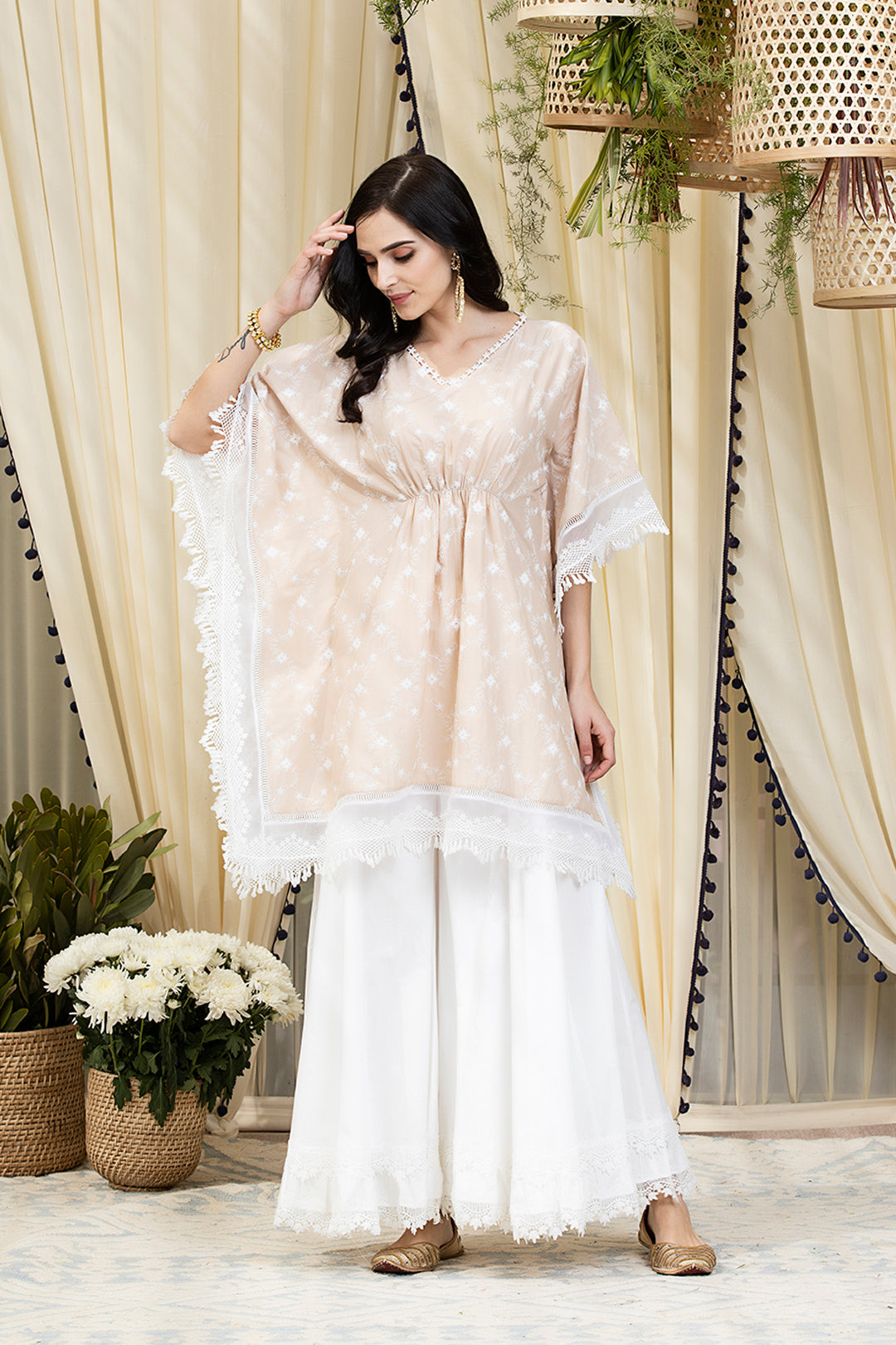 Mulmul Cotton Fiore Kurta With Blossom Sharara