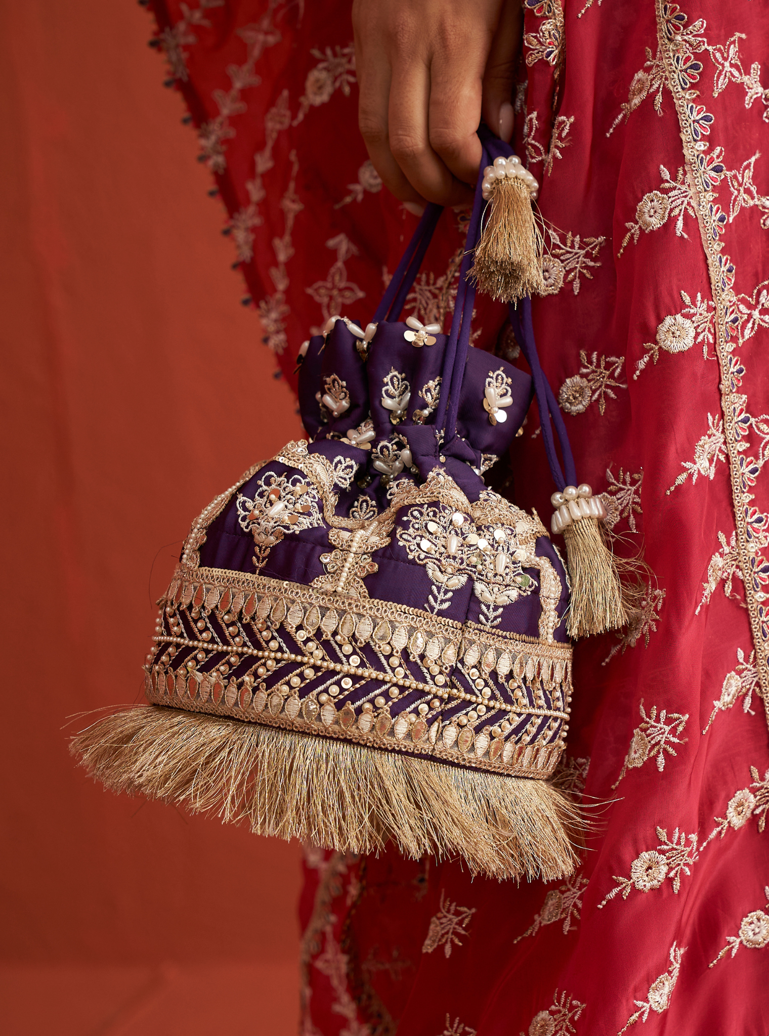 Mulmul Riddhi Purple Potli Bag